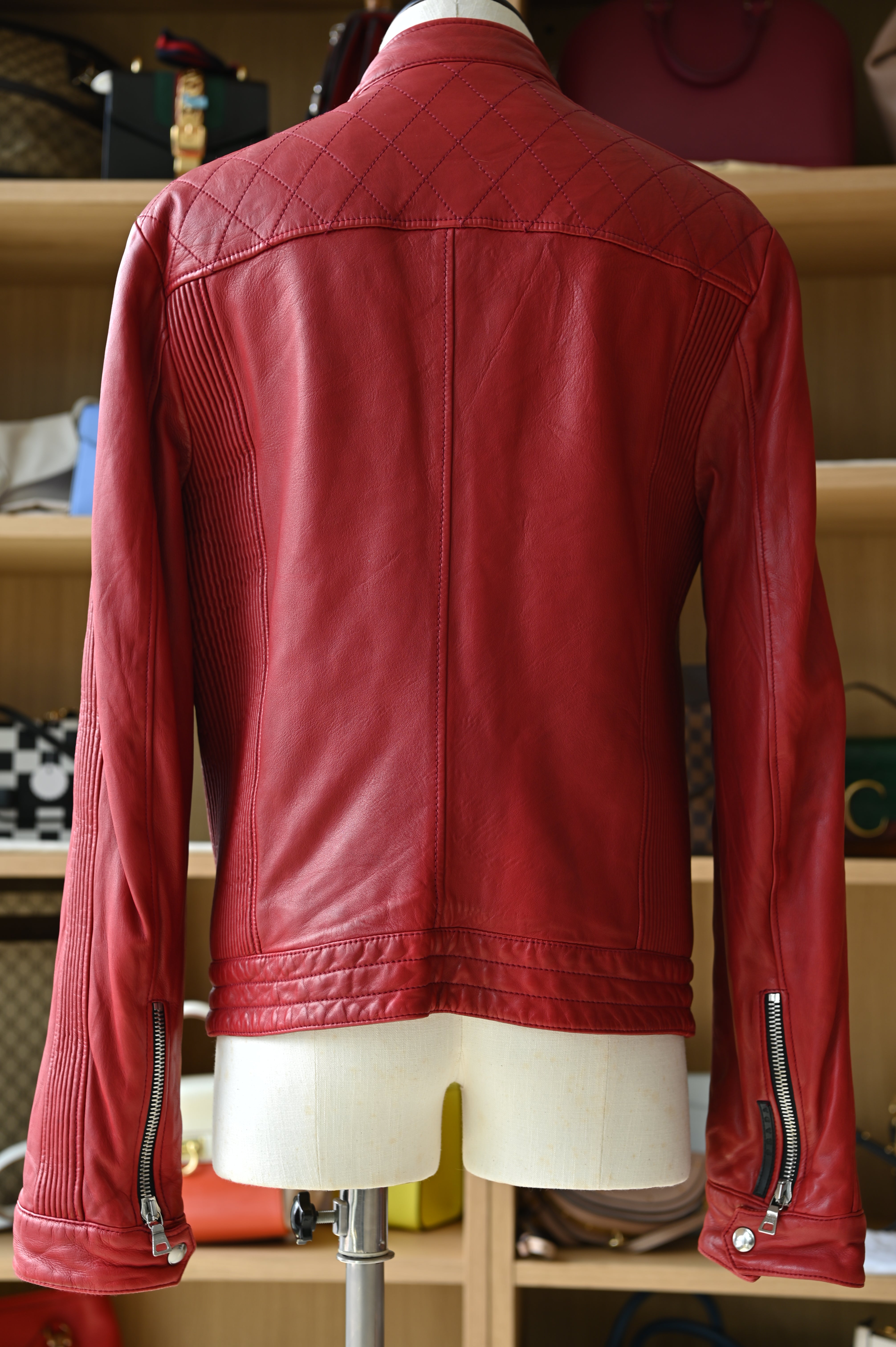 Prada Red Leather Biker Jacket