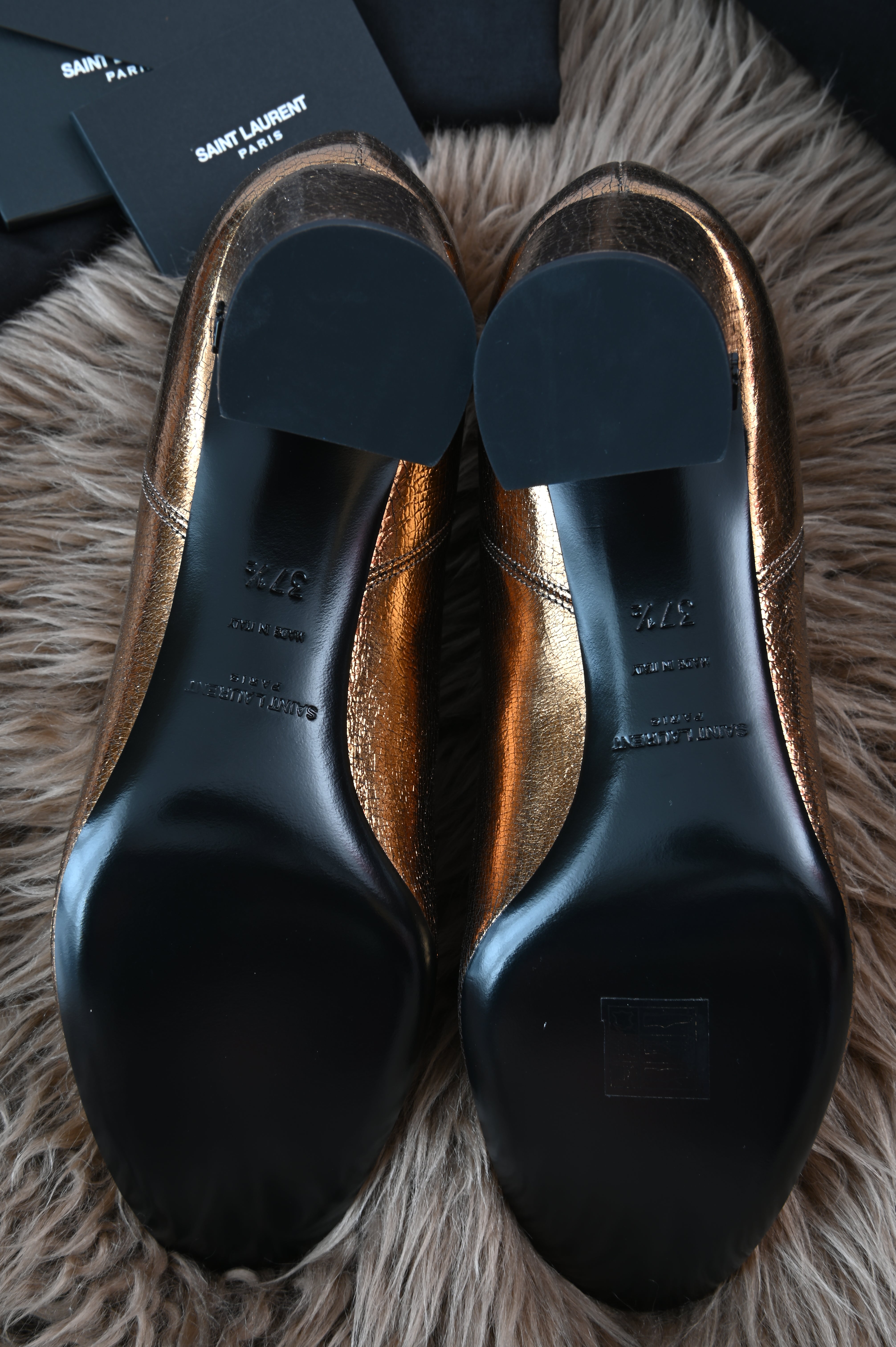 Saint Laurent metallic gold chelsea boots