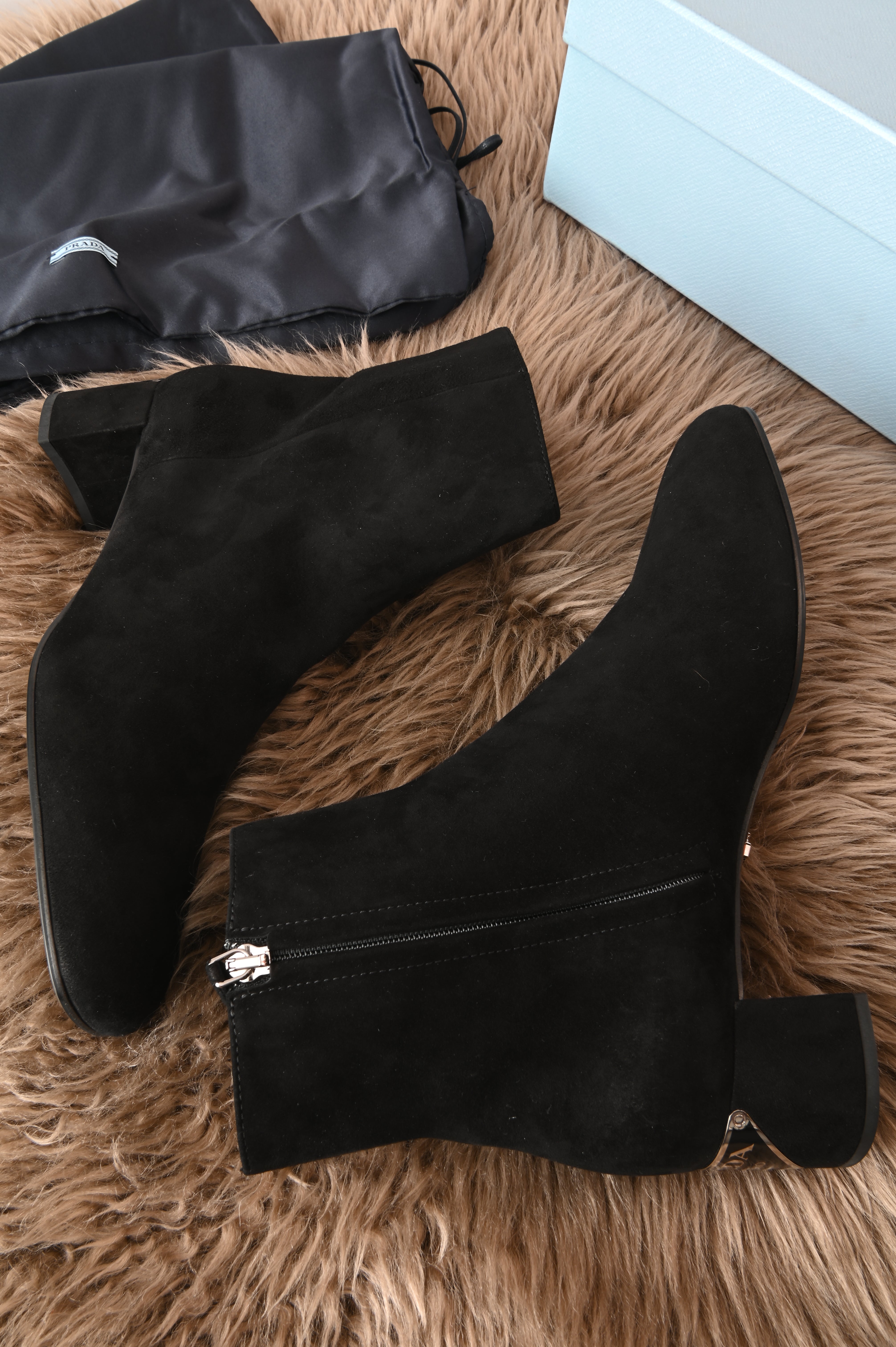 Prada Suede Block heels ankle boots