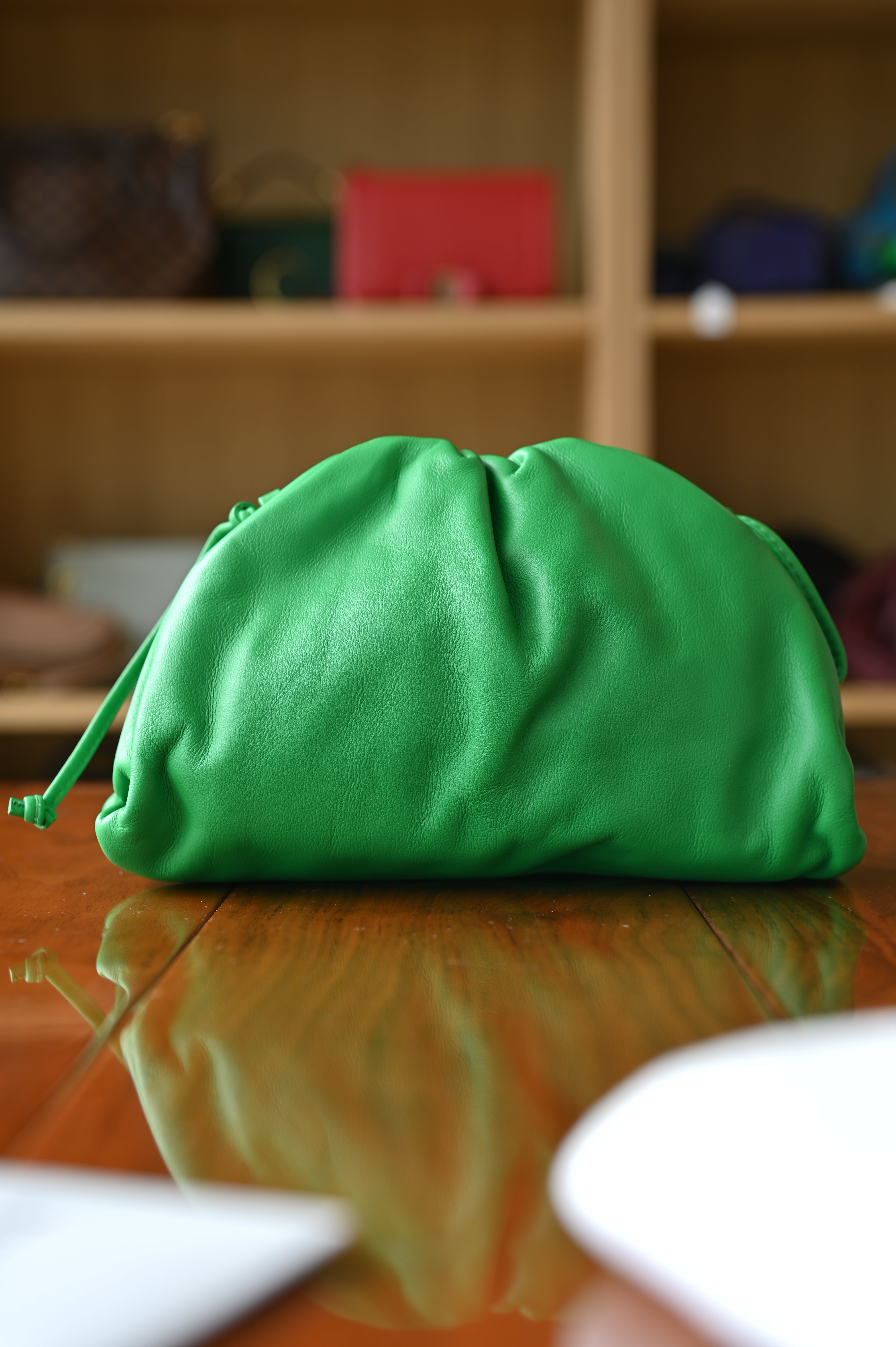 Bottega Veneta Green Leather Mini Sling Bag