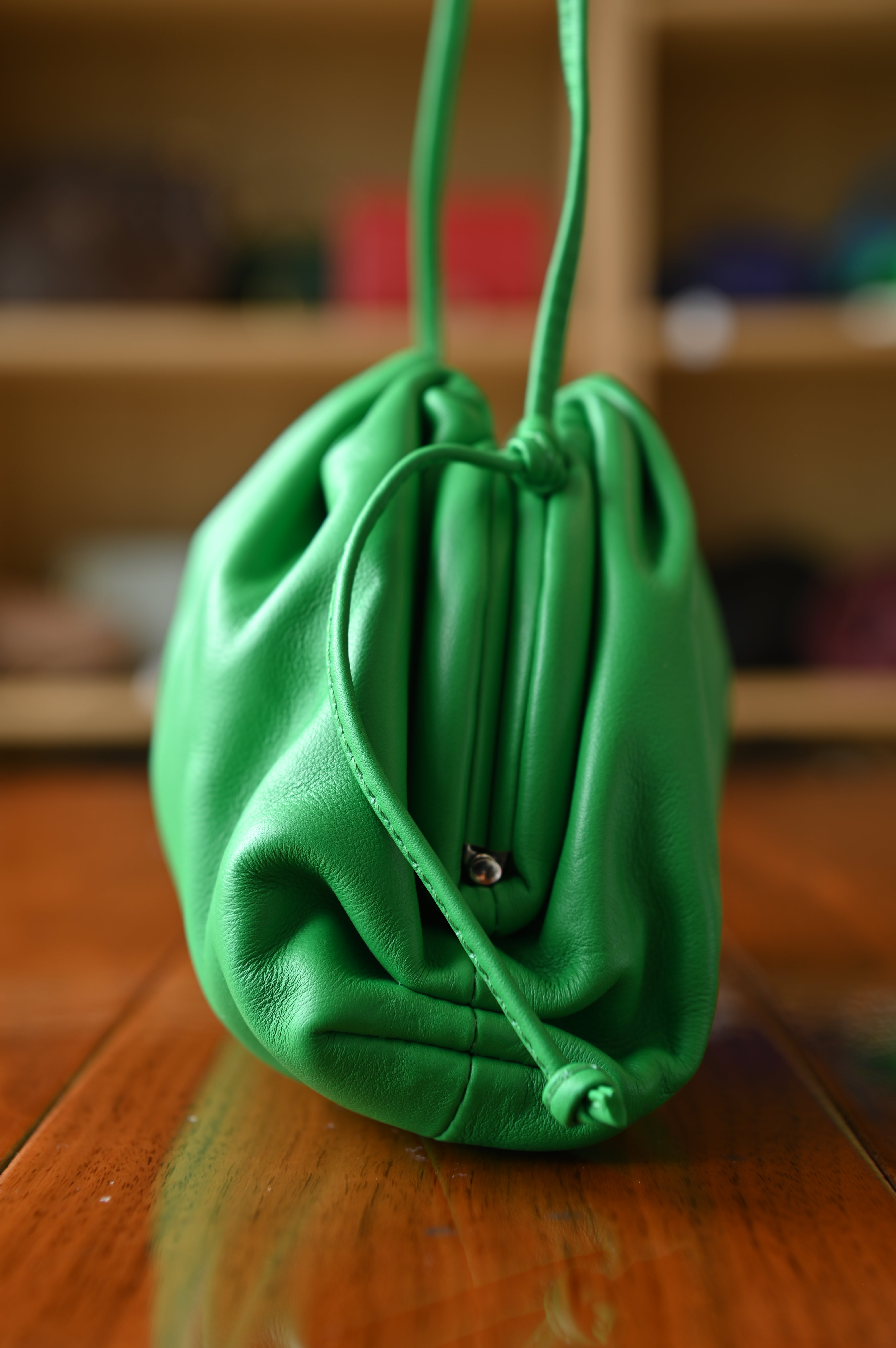 Bottega Veneta Green Leather Mini Sling Bag