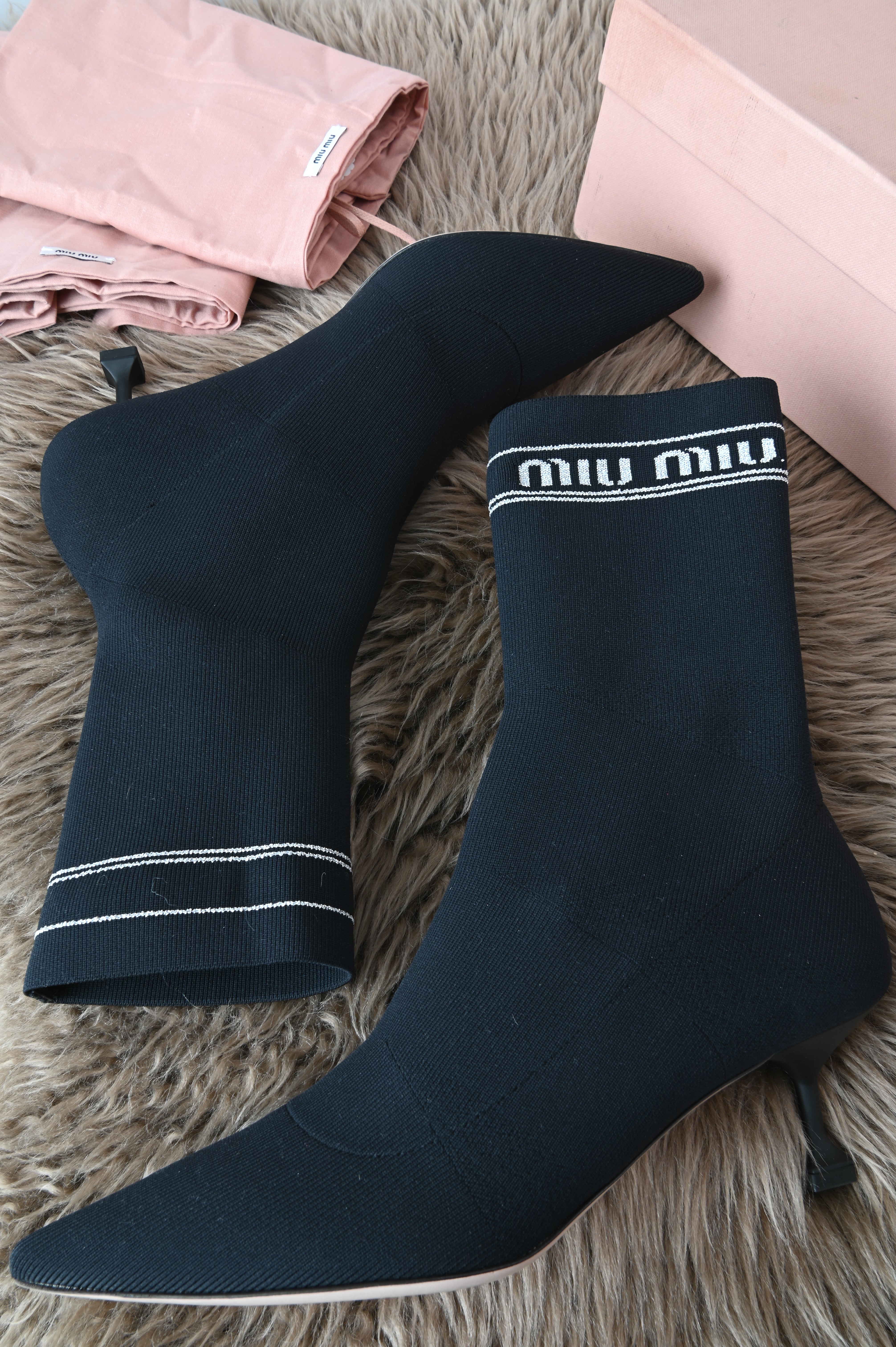Miu Miu Sock ankle boots in black