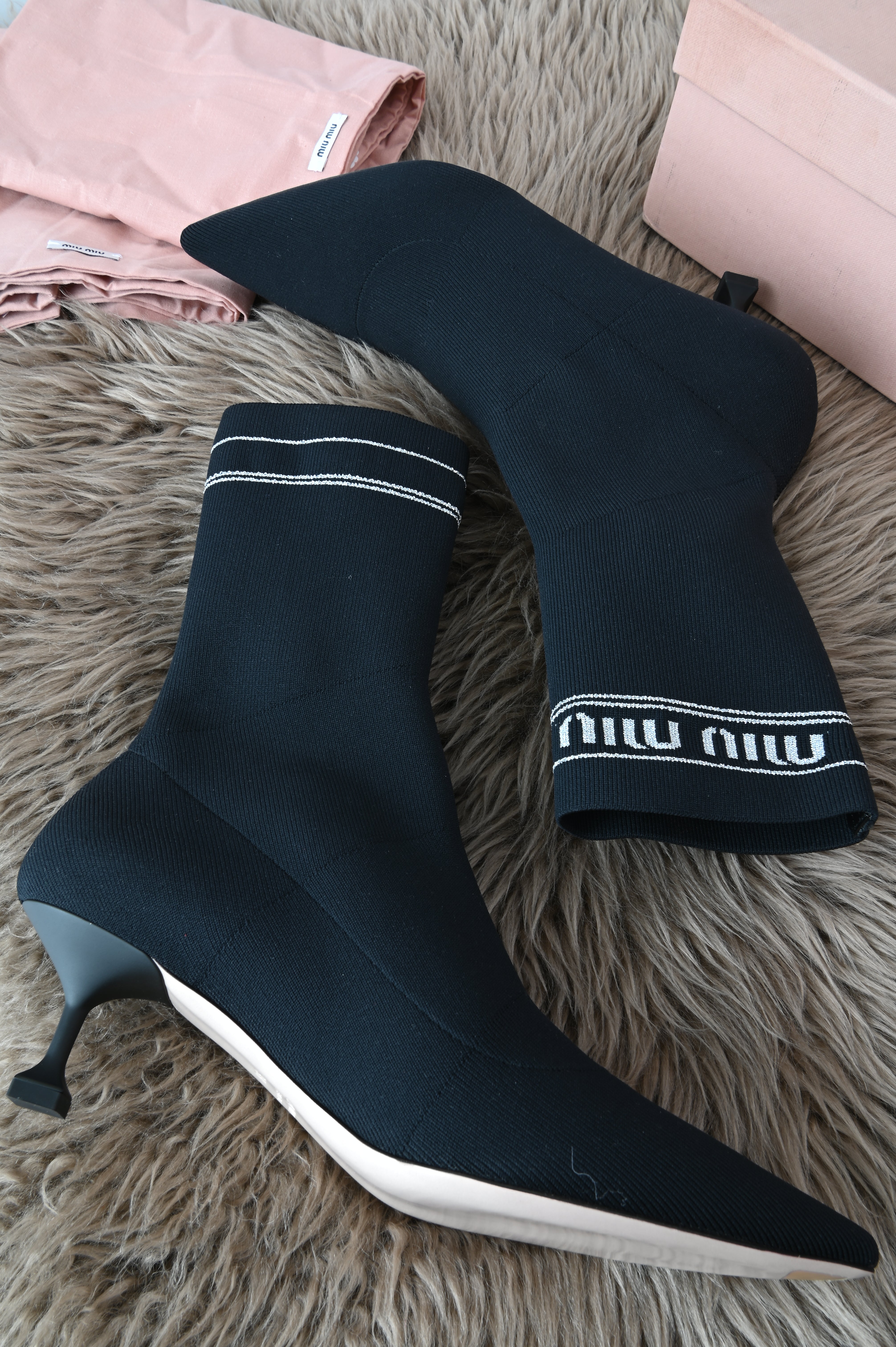 Miu Miu Sock ankle boots in black