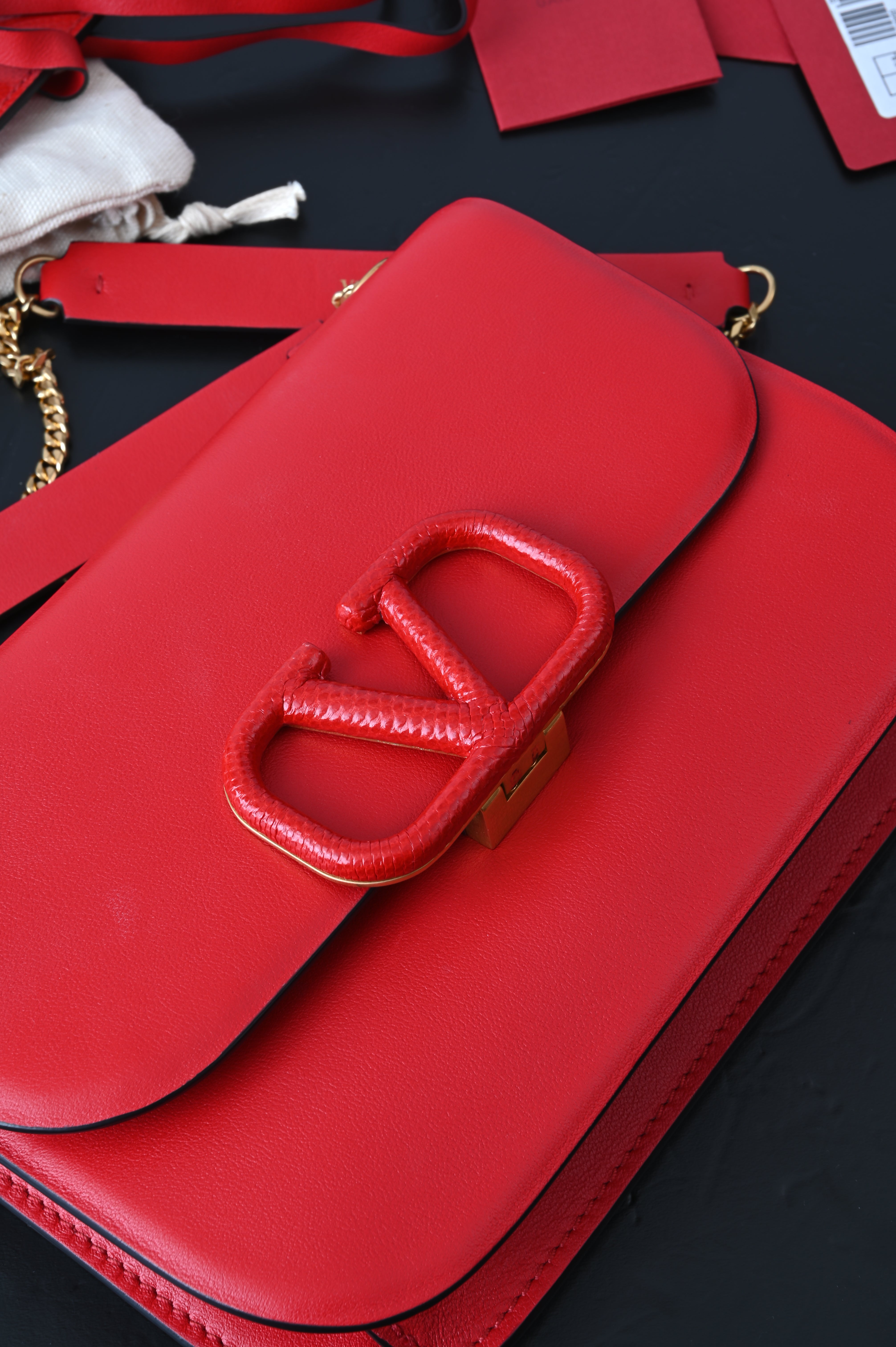 Valentino Garavani V Logo Red Sling
