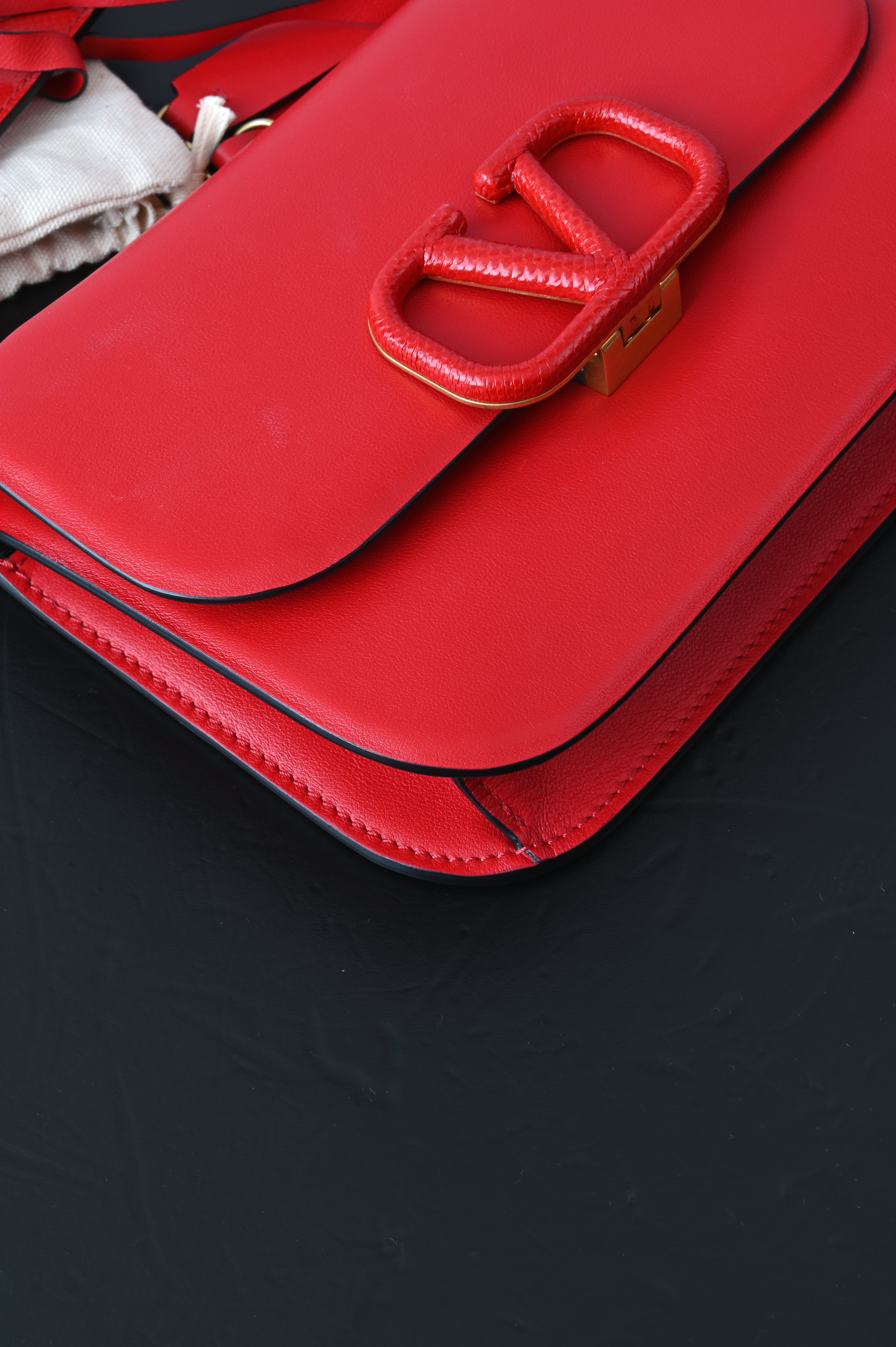 Valentino Garavani V Logo Red Sling