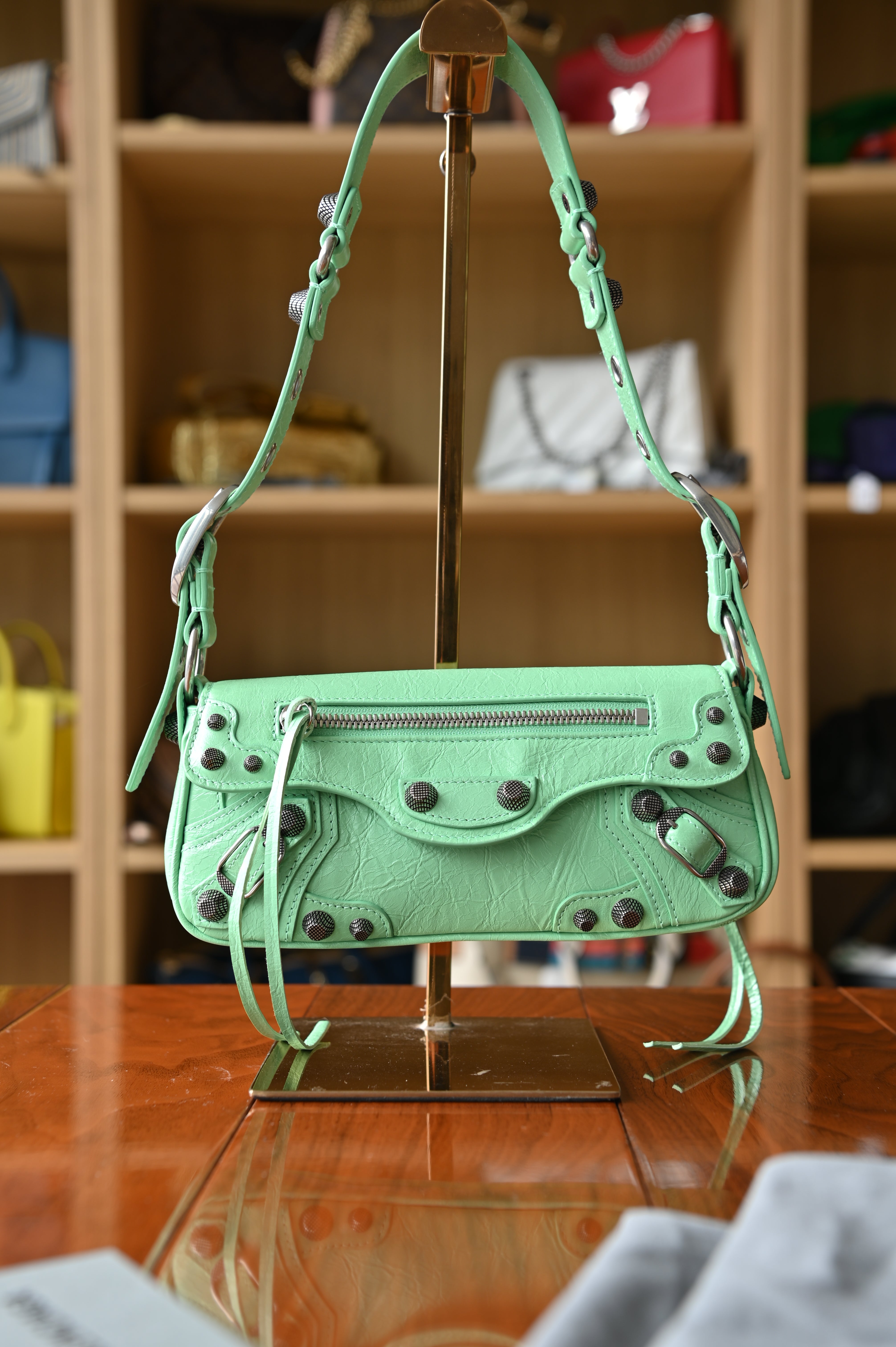 Balenciaga Mint Green Le Cagole Shoulder Bag