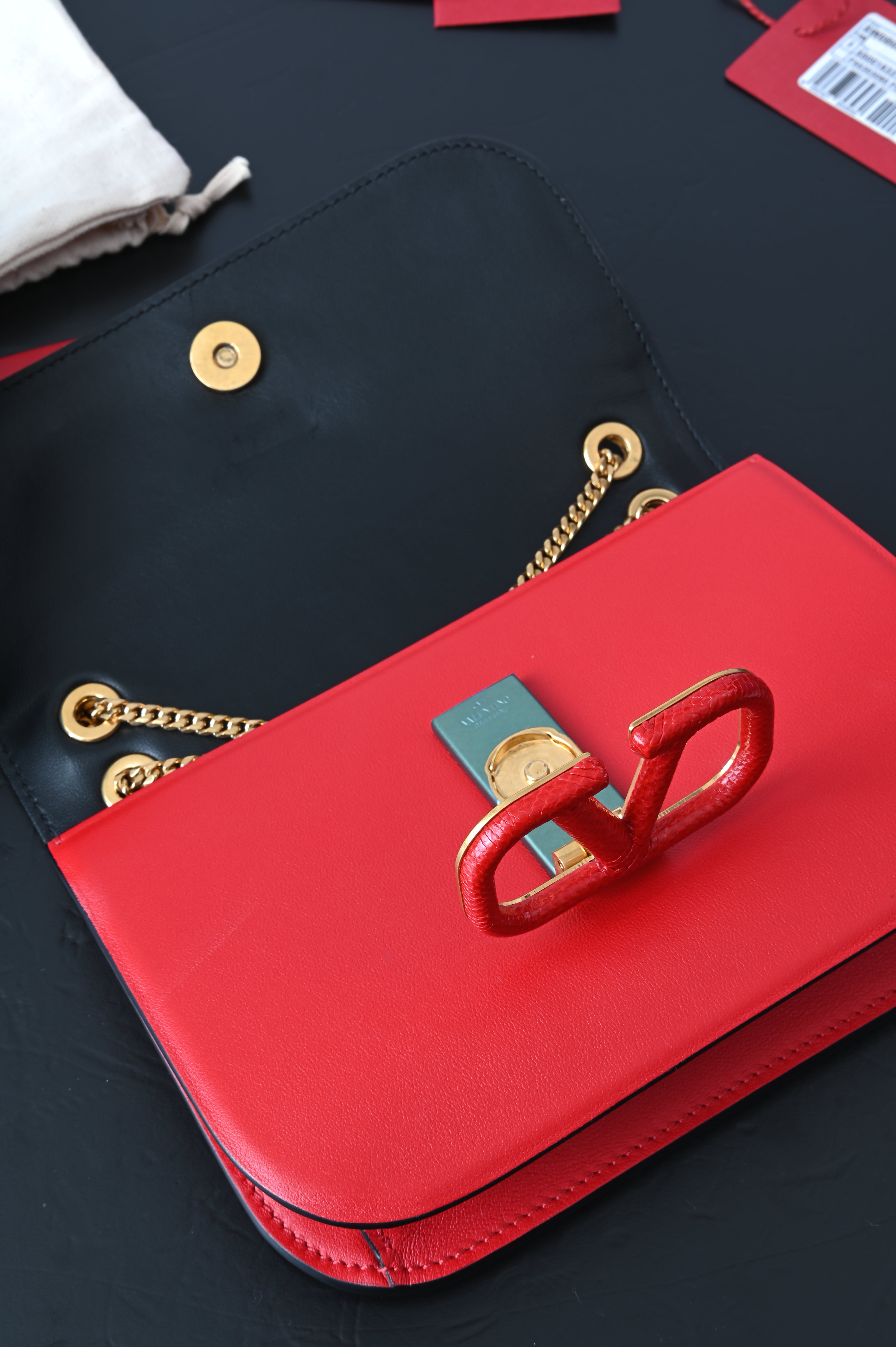 Valentino Garavani V Logo Red Sling