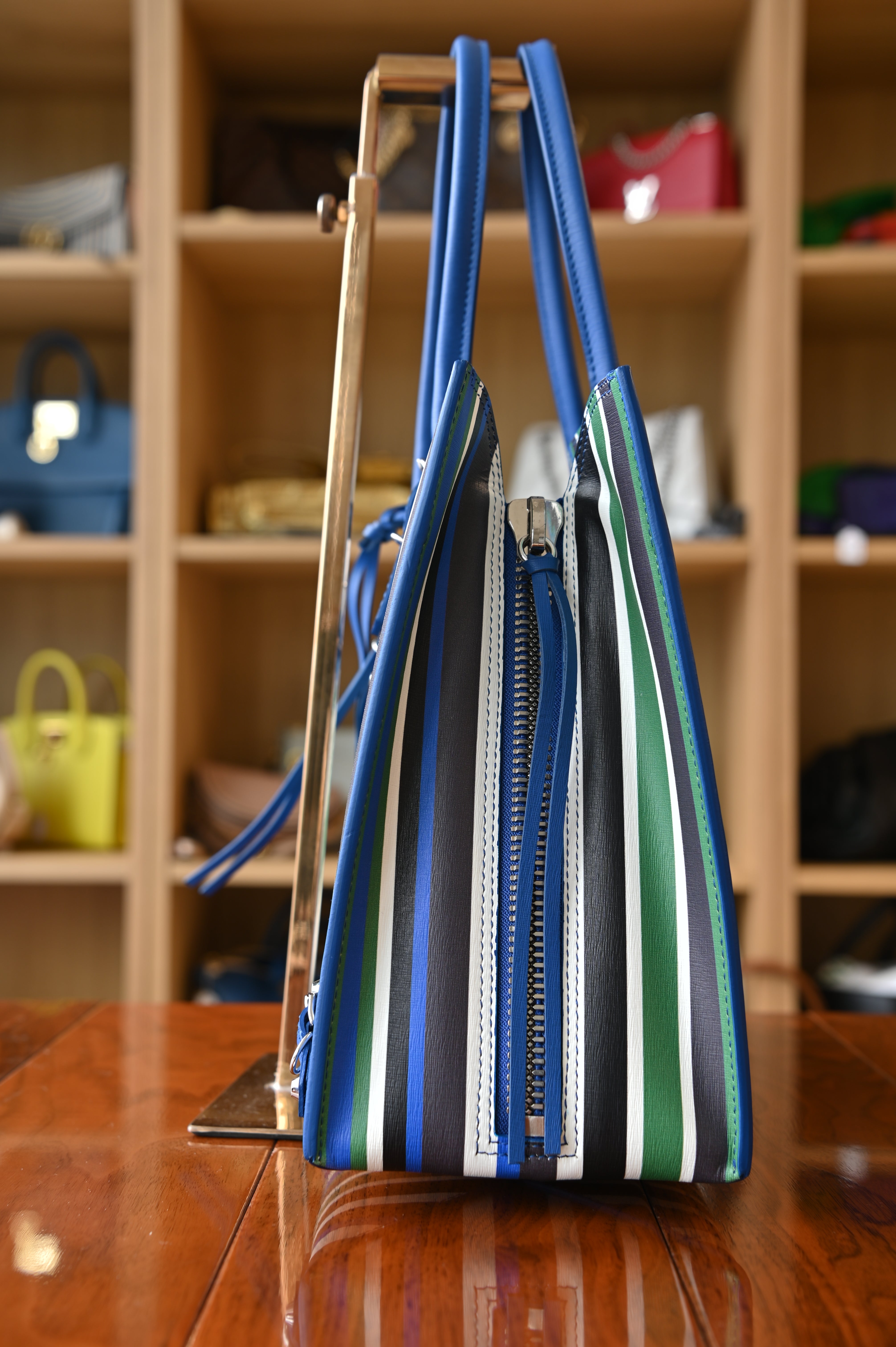 Balenciaga Multicolor Striped Papier A6 Tote Bag
