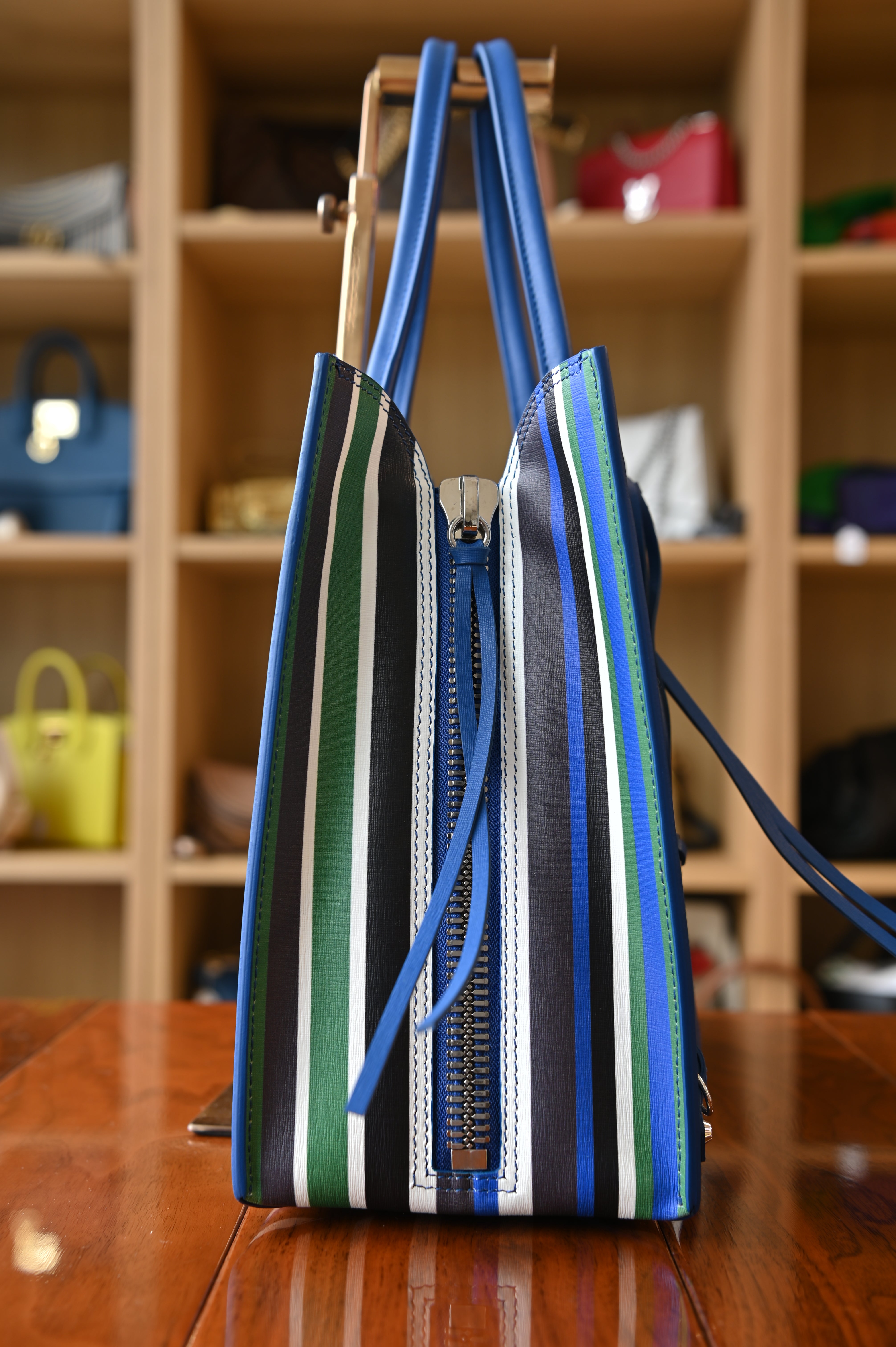 Balenciaga Multicolor Striped Papier A6 Tote Bag