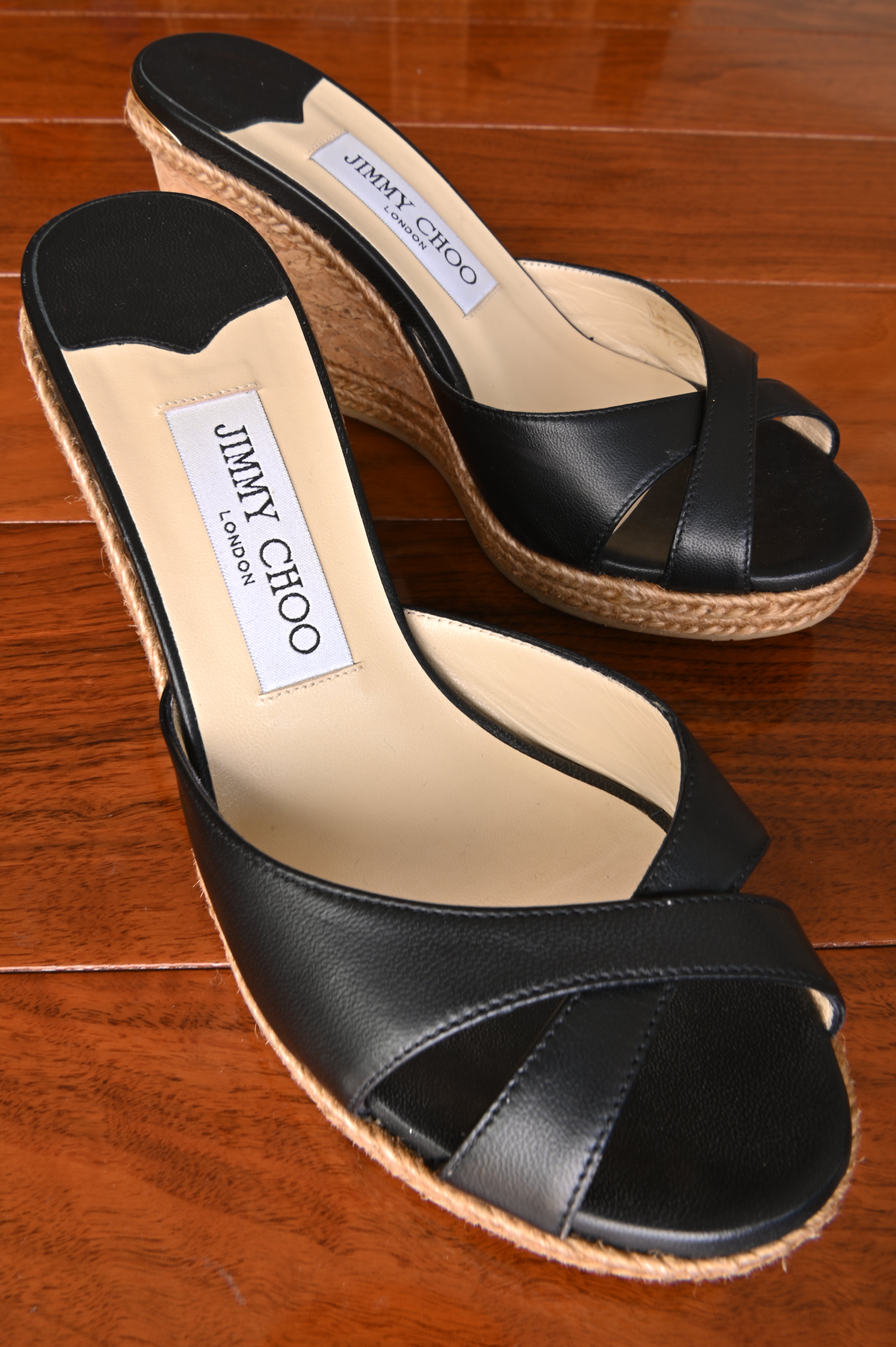 Jimmy Choo Black Almer Espedrille Wedges