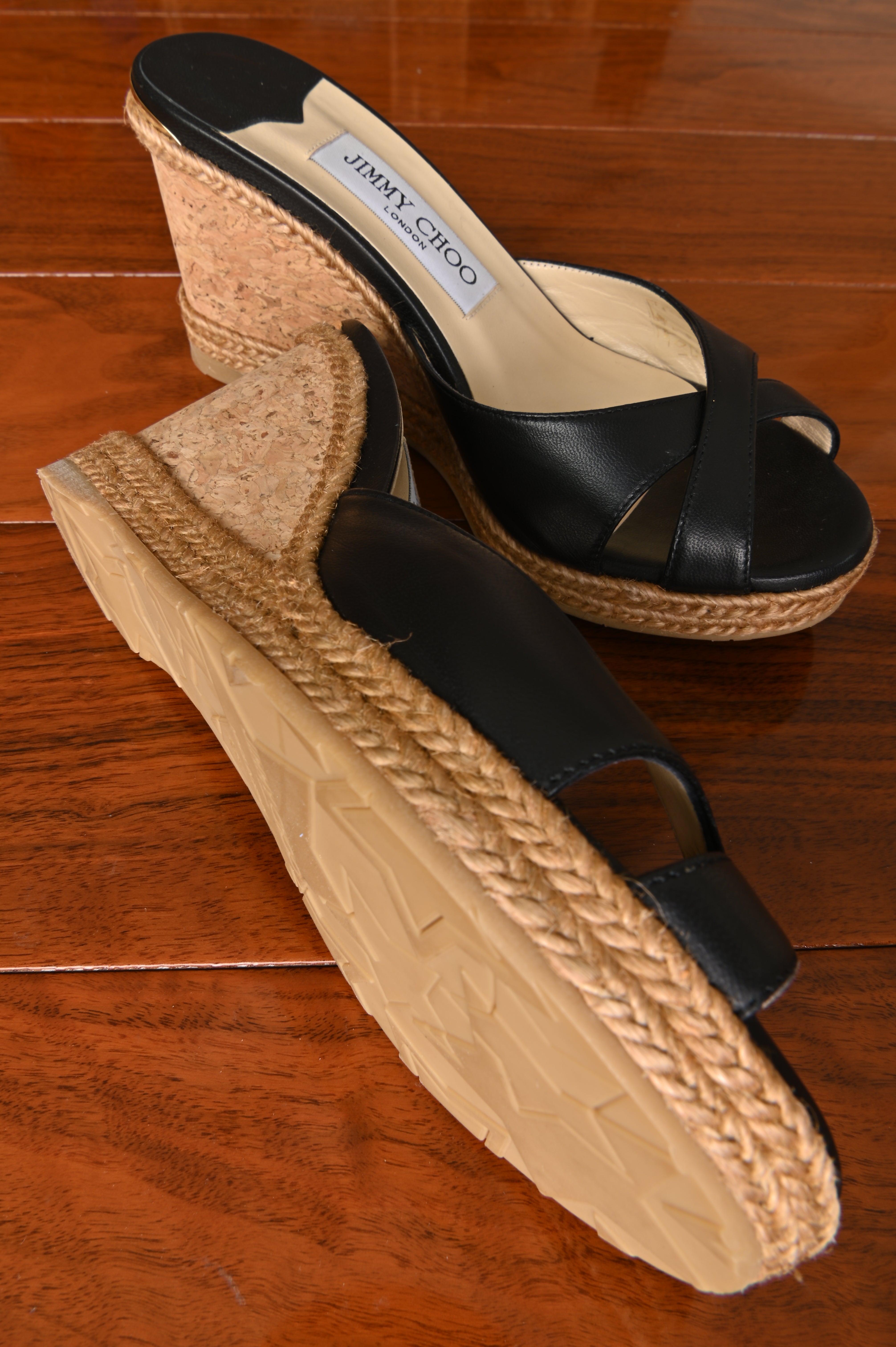 Jimmy Choo Black Almer Espedrille Wedges