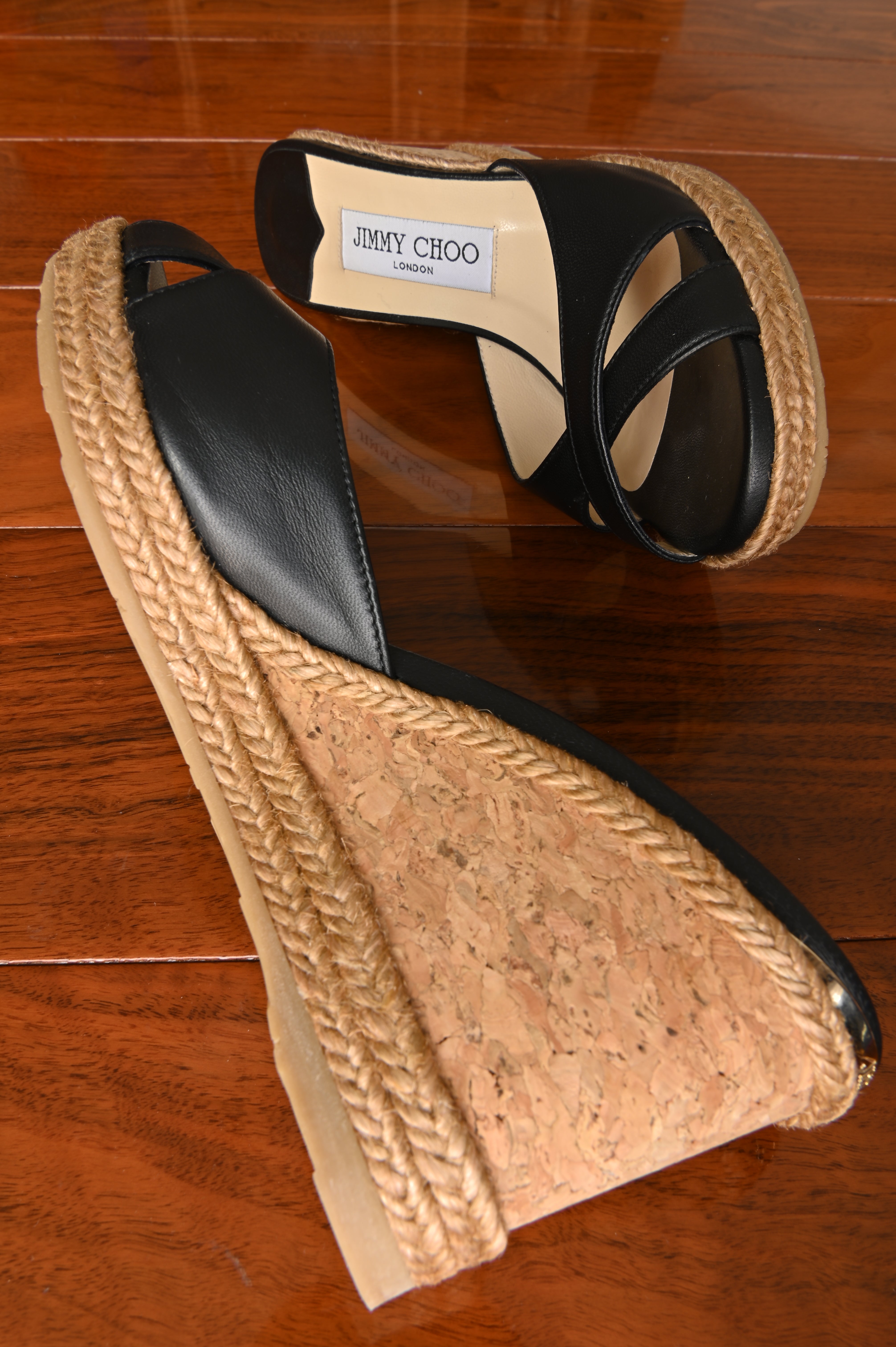 Jimmy Choo Black Almer Espedrille Wedges