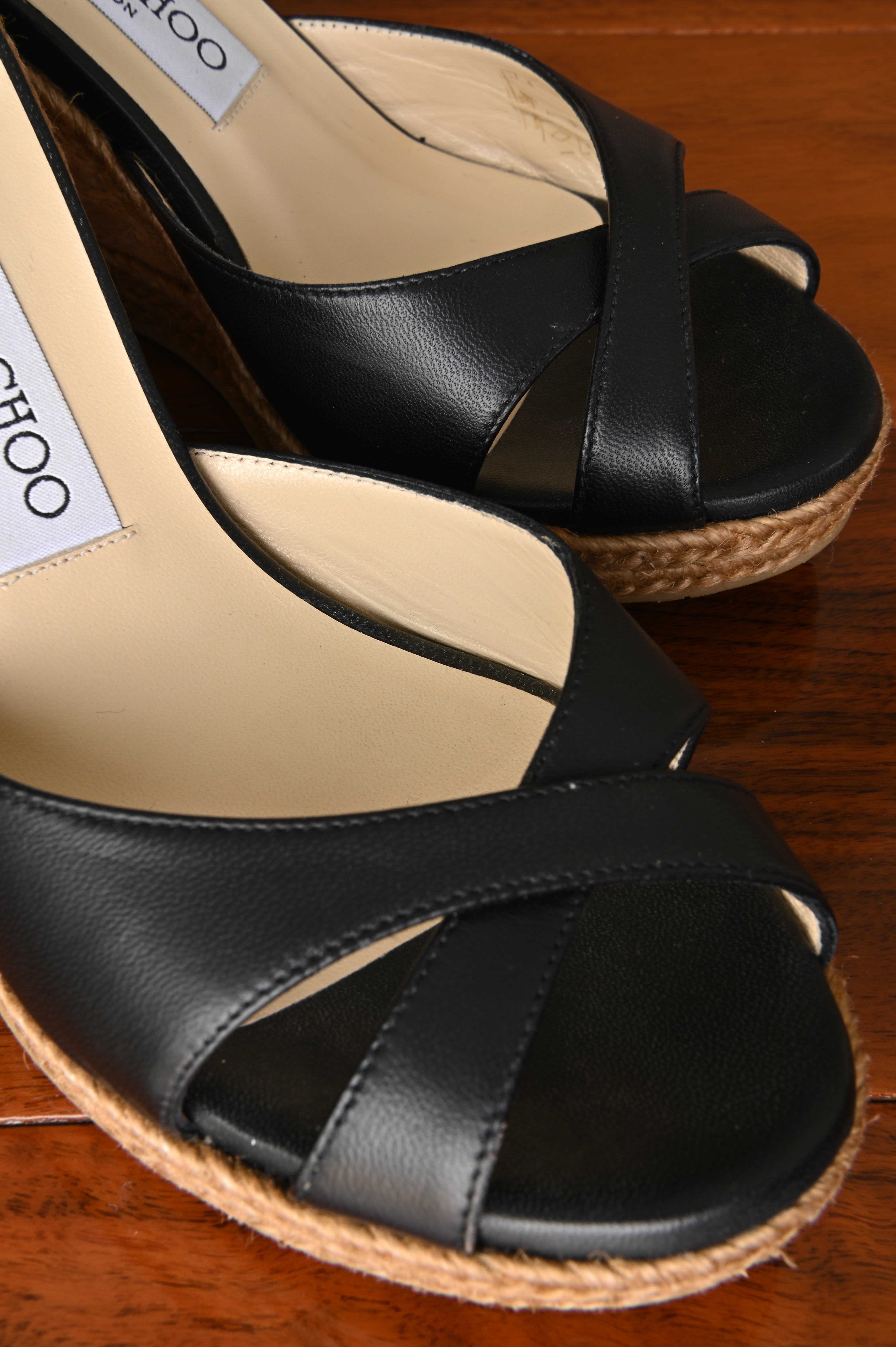 Jimmy Choo Black Almer Espedrille Wedges