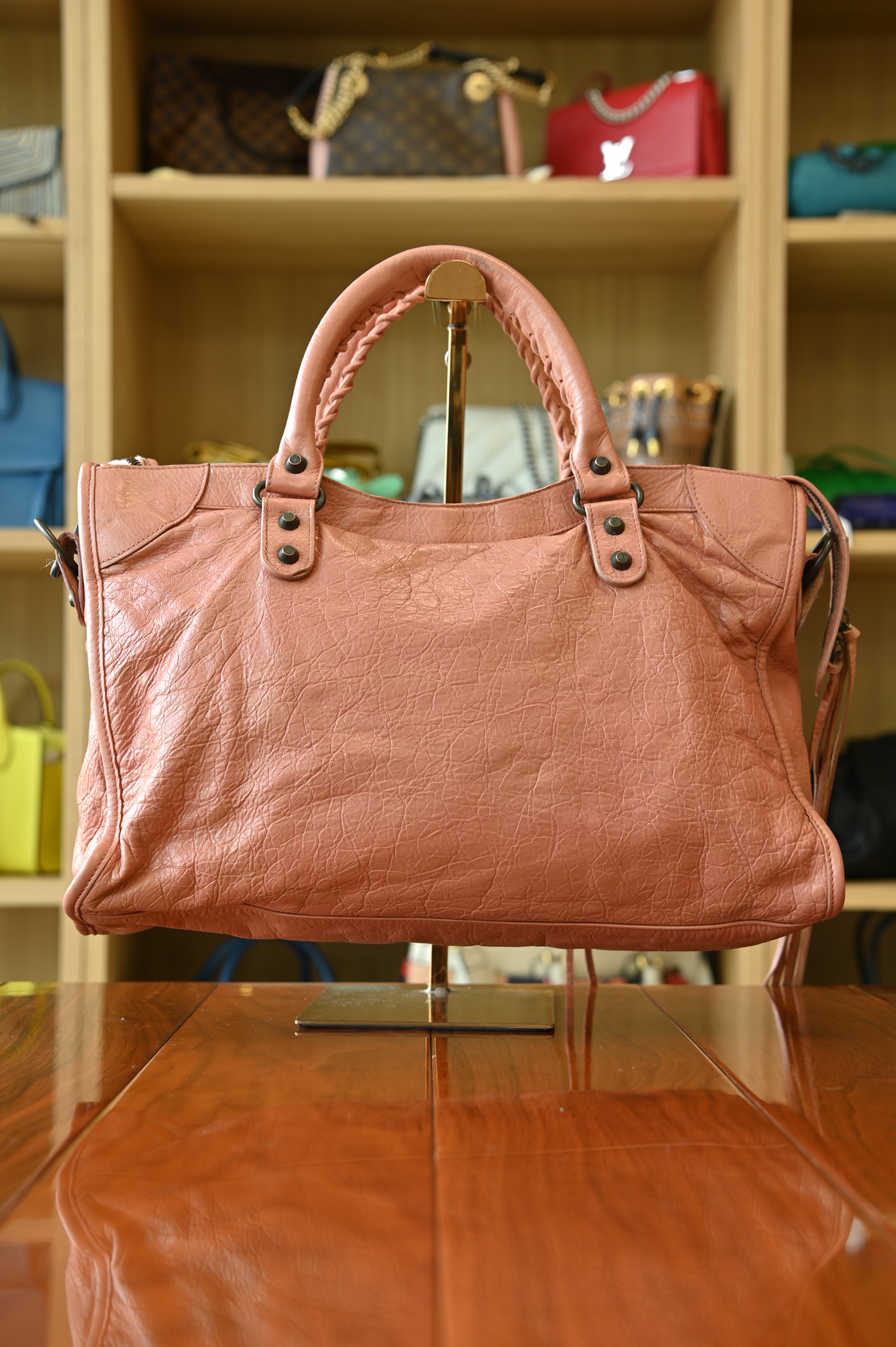 Balenciaga Salmon Le City Shoulder Bag