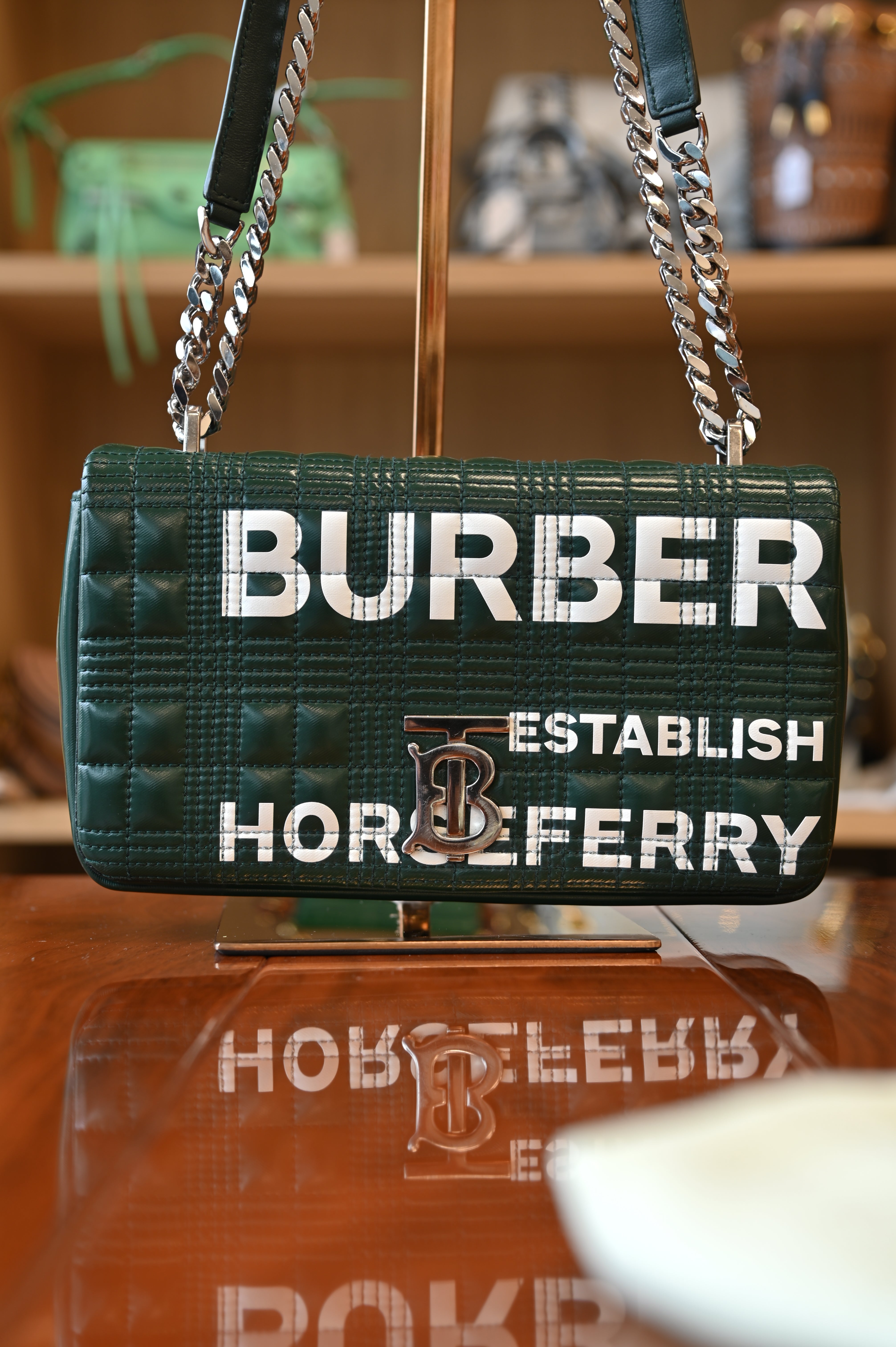 Burberry Green Horseferry Lola Bag