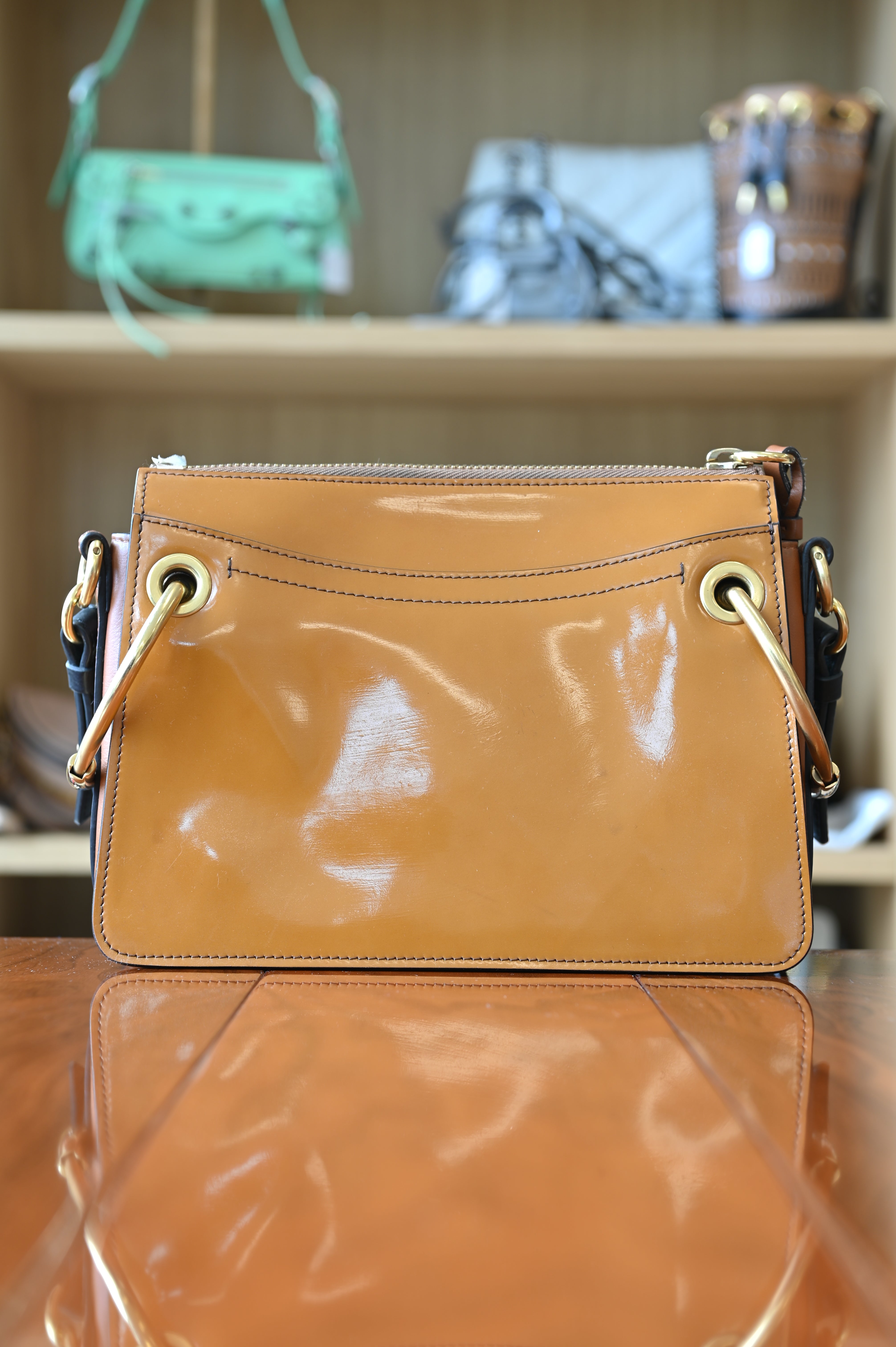 Chloé Caramel Roy Patent Leather Crossbody Bag