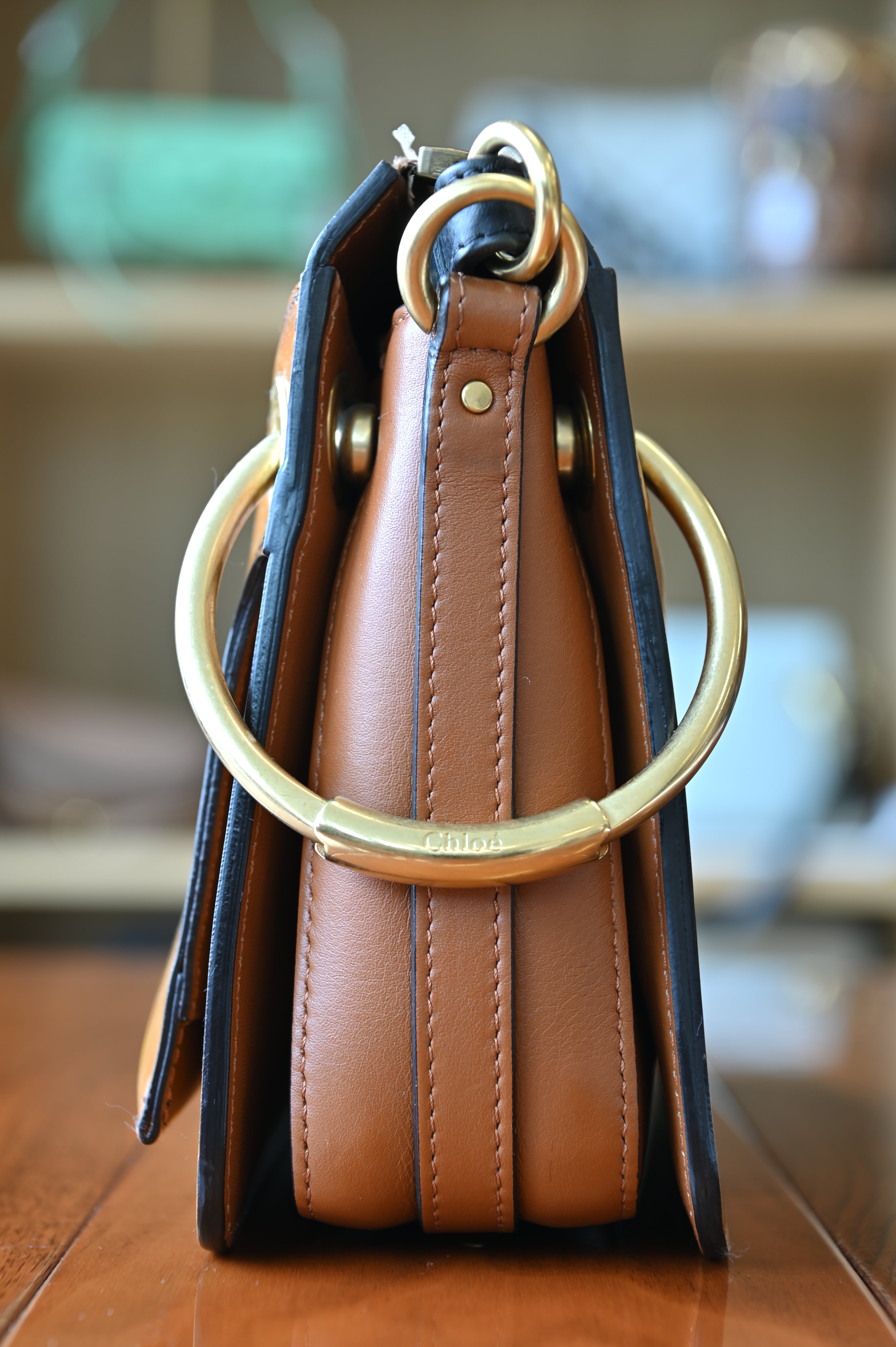 Chloé Caramel Roy Patent Leather Crossbody Bag