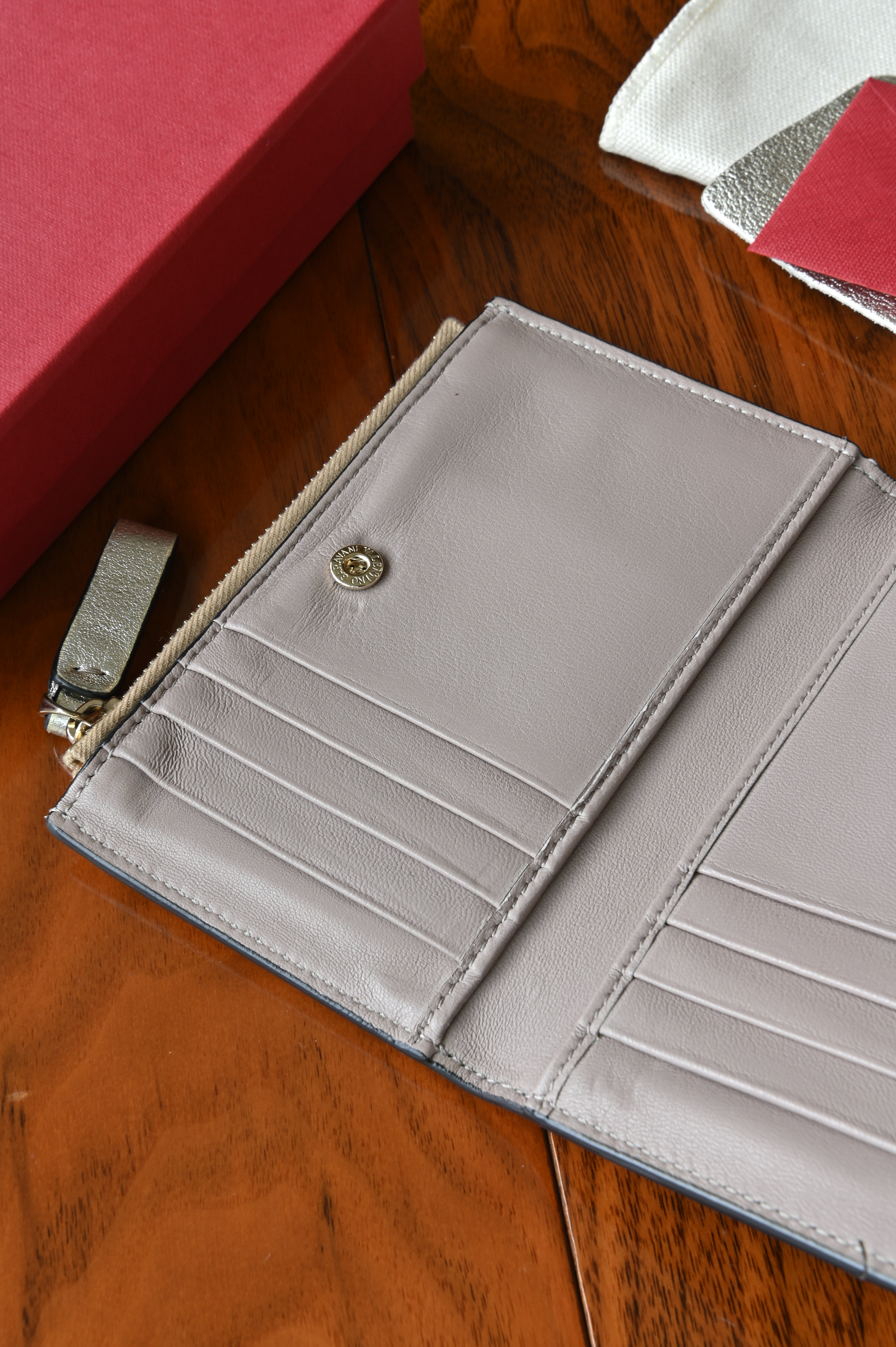 Valentino Garavani VLogo Metallic Calfskin Wallet