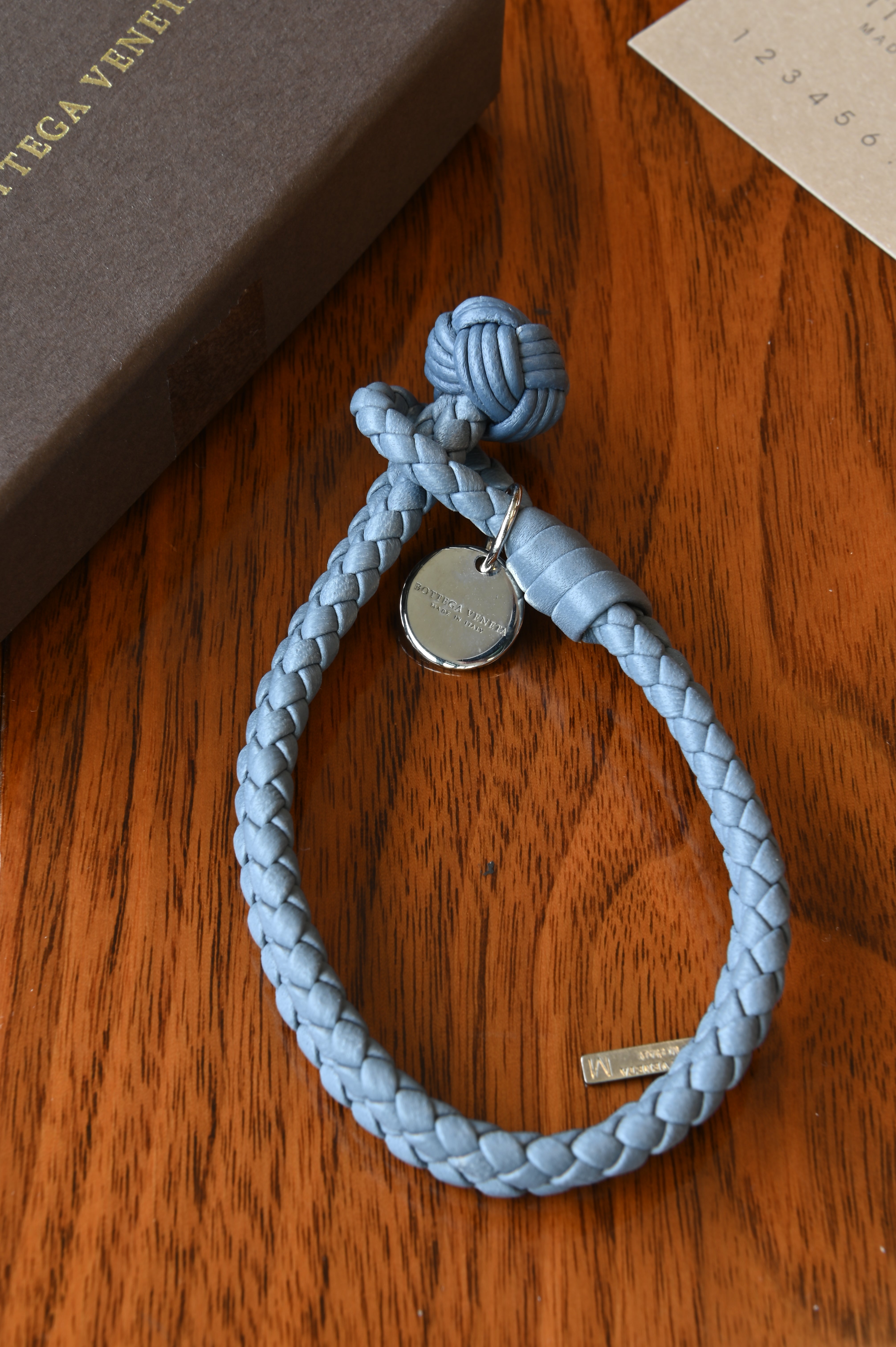 Bottega Veneta Blue Intrecciato Leather Bracelet