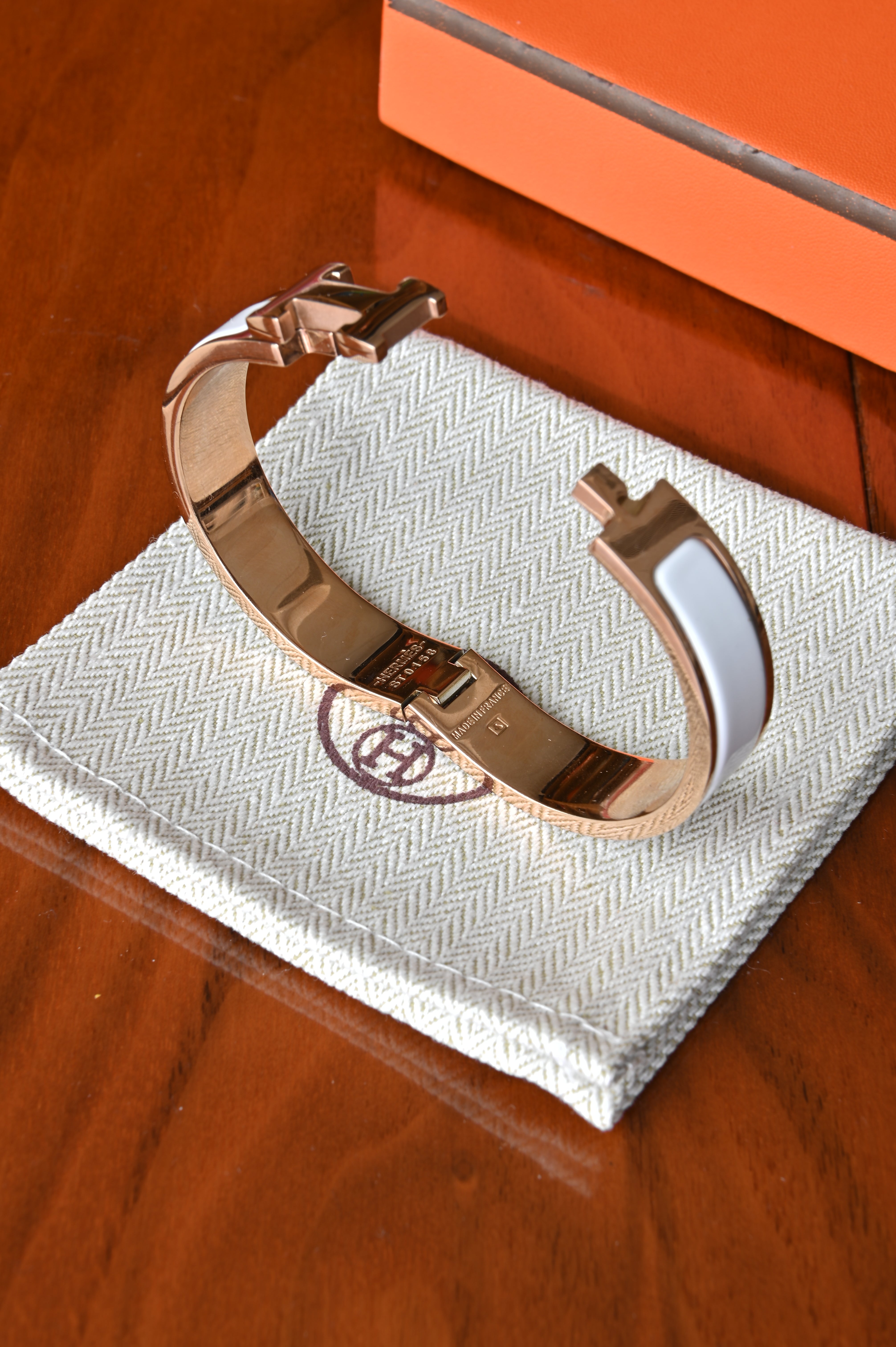 Hermes White Clic H Bracelet