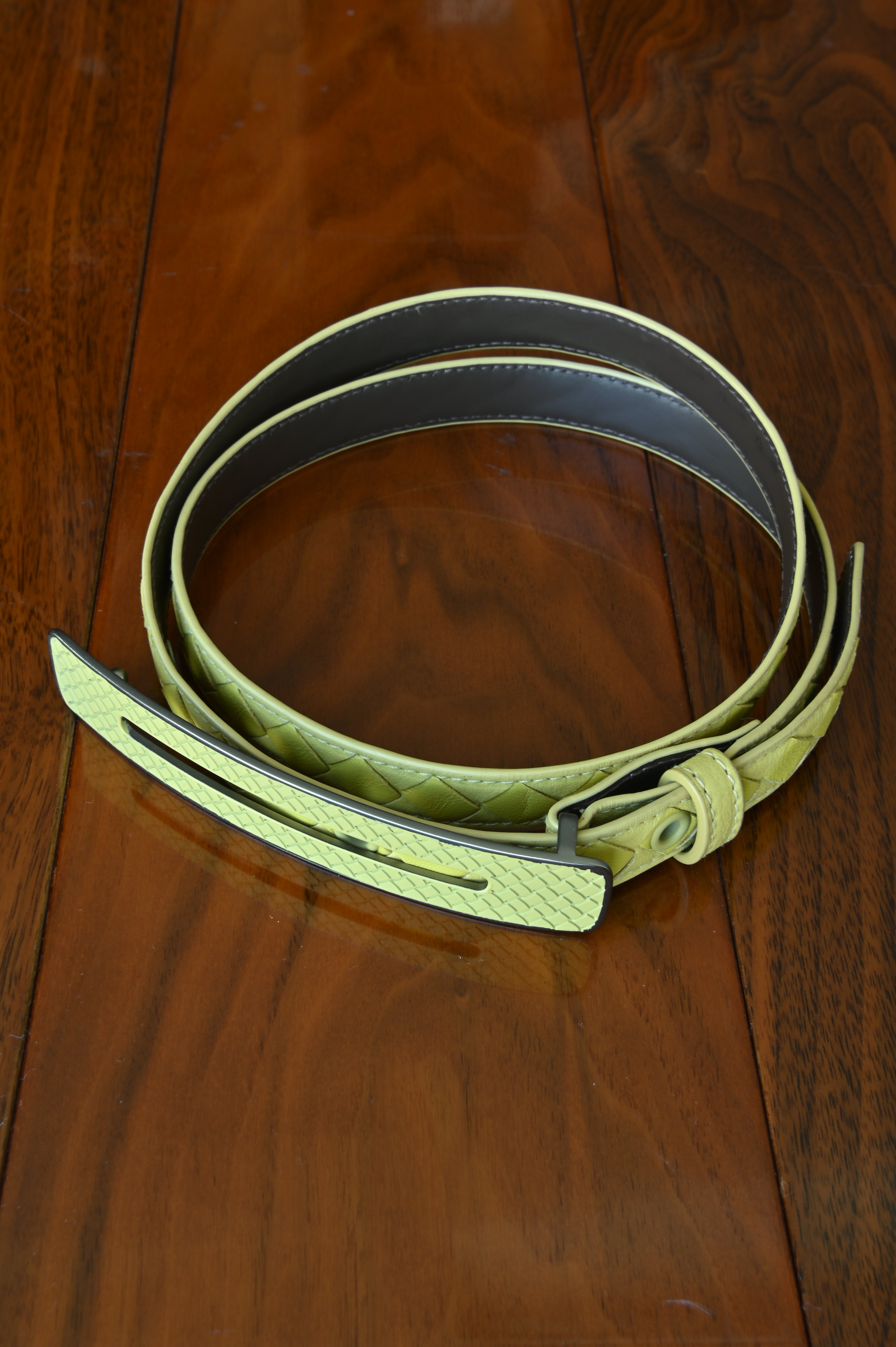 Bottega Veneta intrecciato Yellow Belt