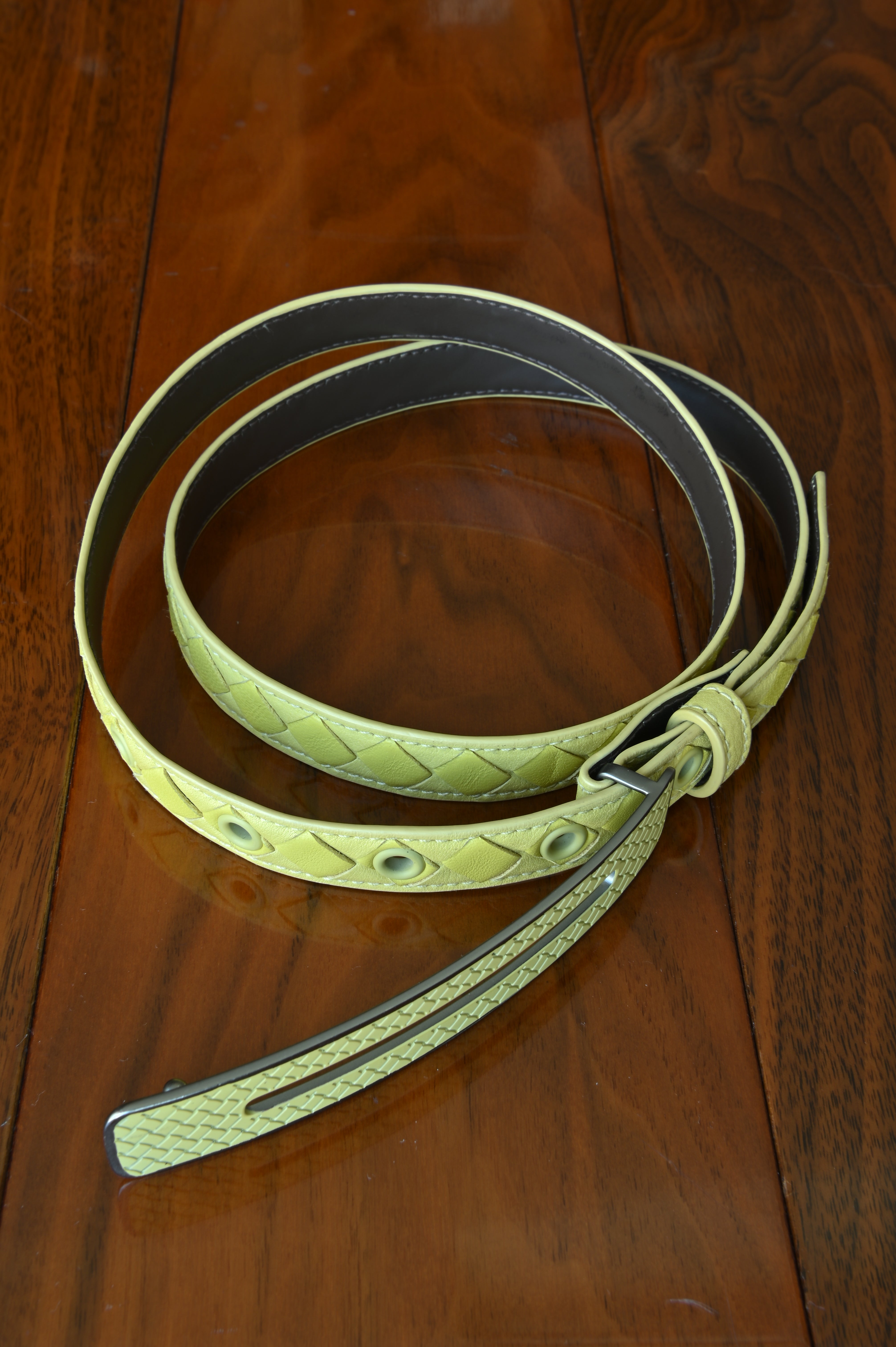Bottega Veneta intrecciato Yellow Belt
