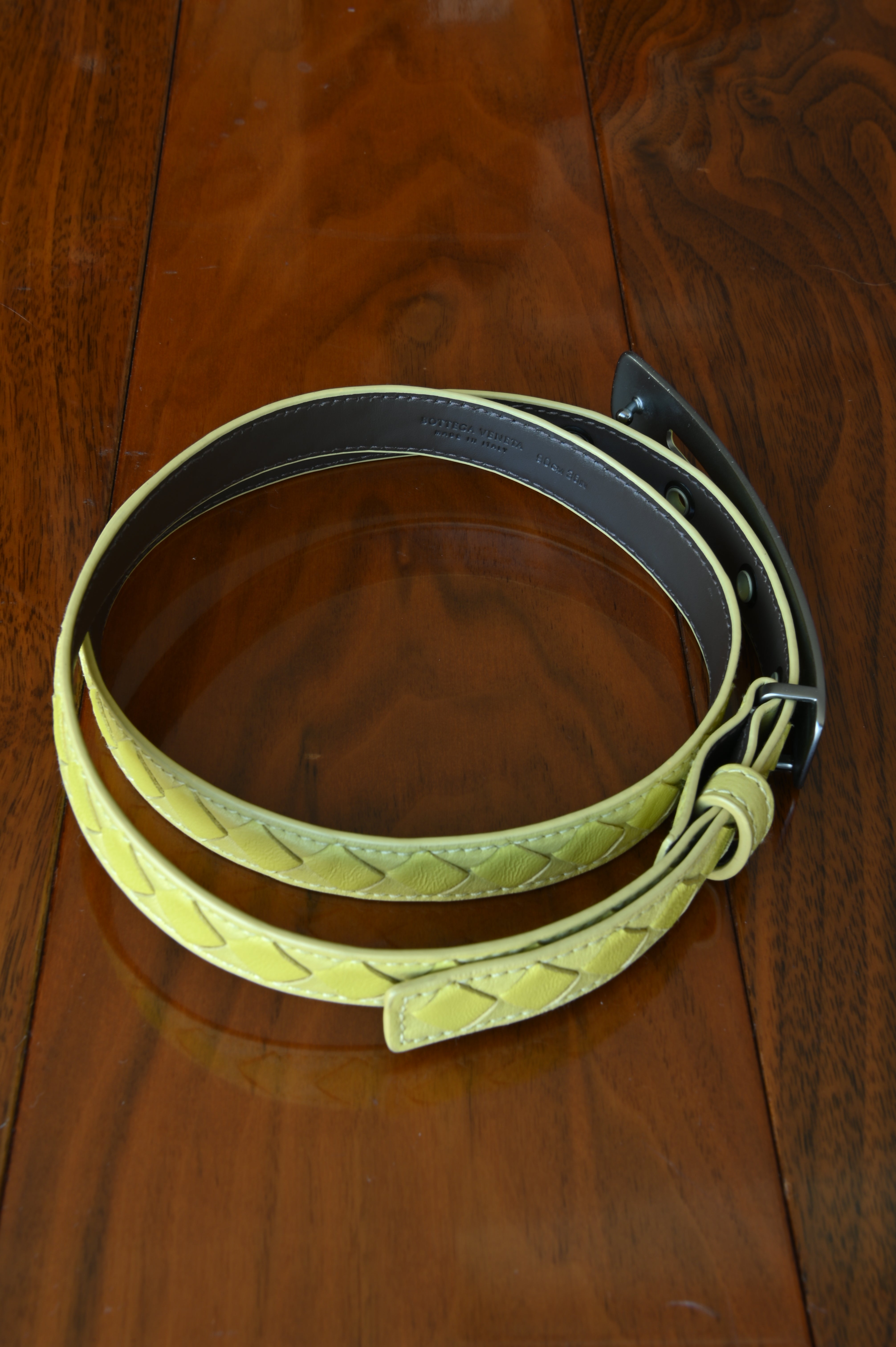 Bottega Veneta intrecciato Yellow Belt