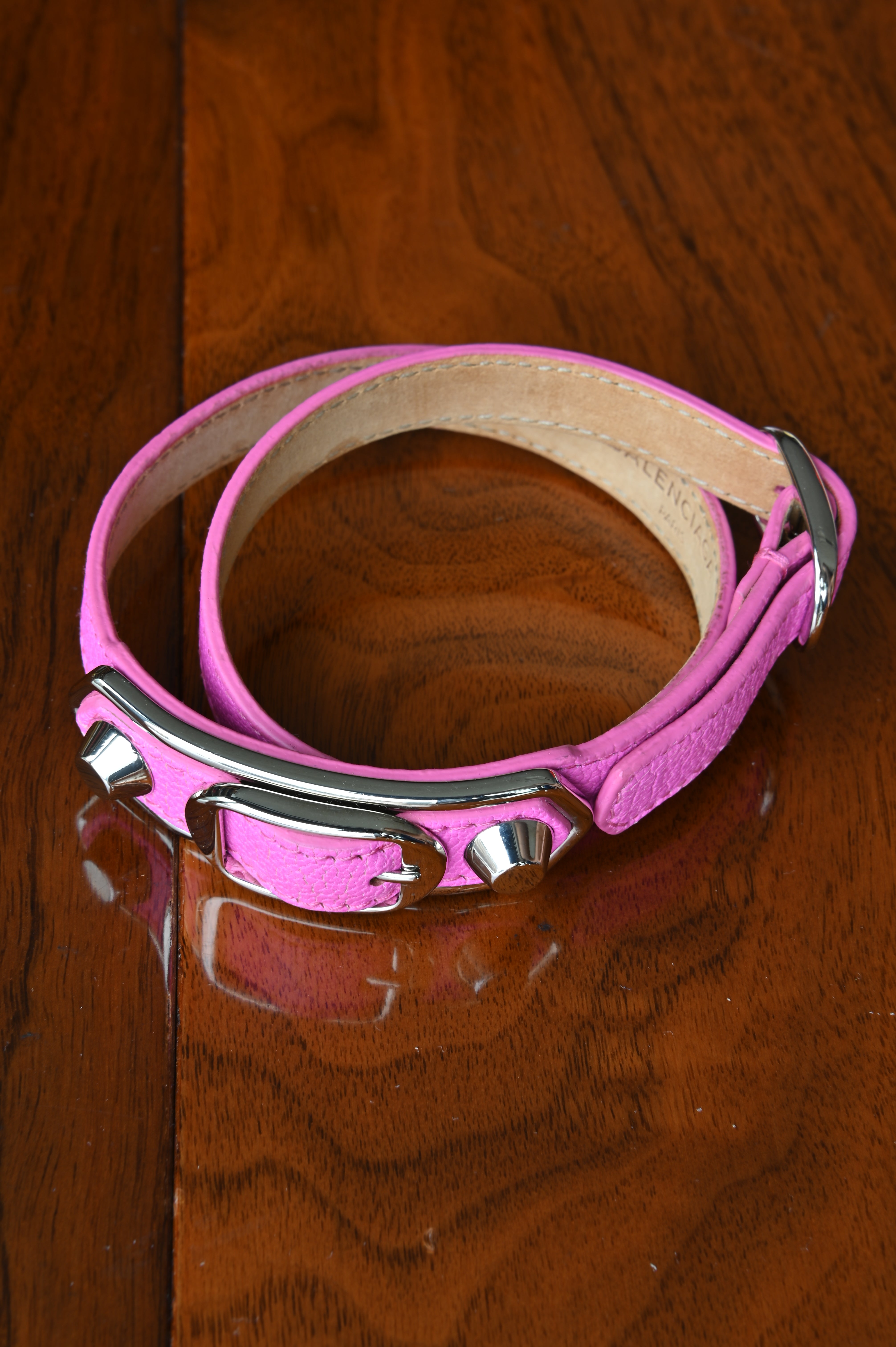 Balenciaga Hot Pink Arena Double Wrap Bracelet