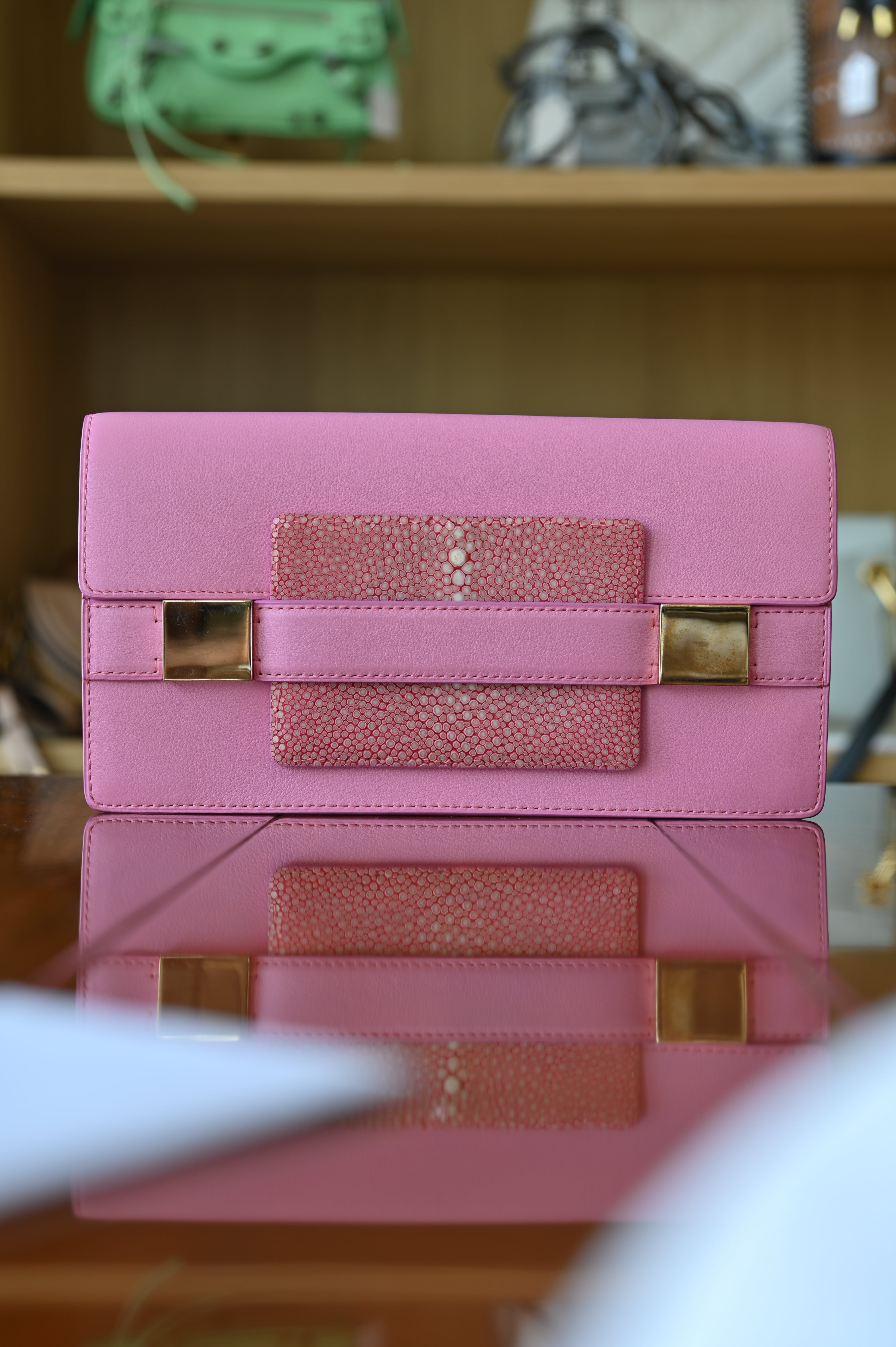 Delvaux Pink Stingray Long Wallet