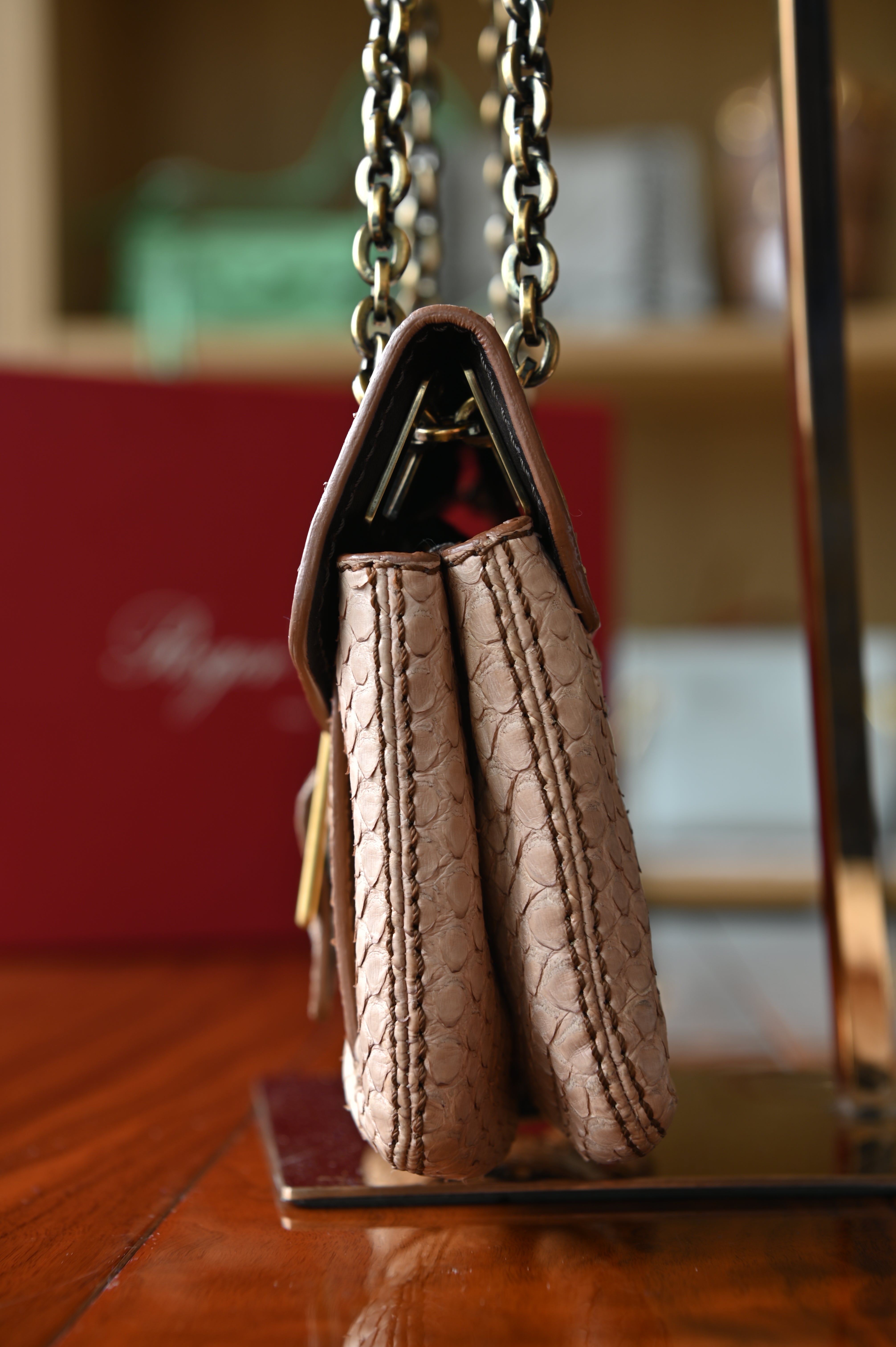 Roger Vivier Beige Python Leather Shoulder Bag