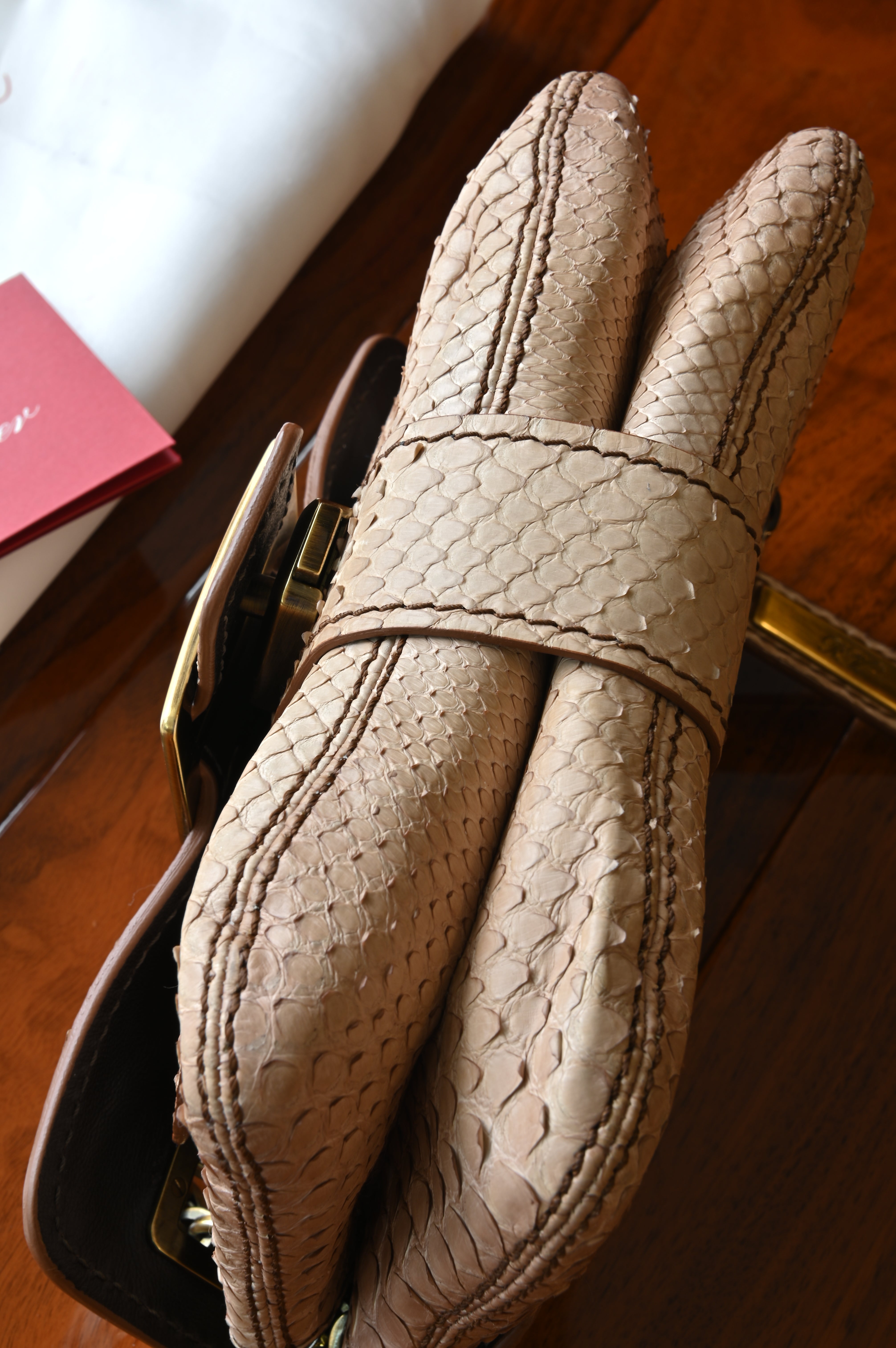 Roger Vivier Beige Python Leather Shoulder Bag