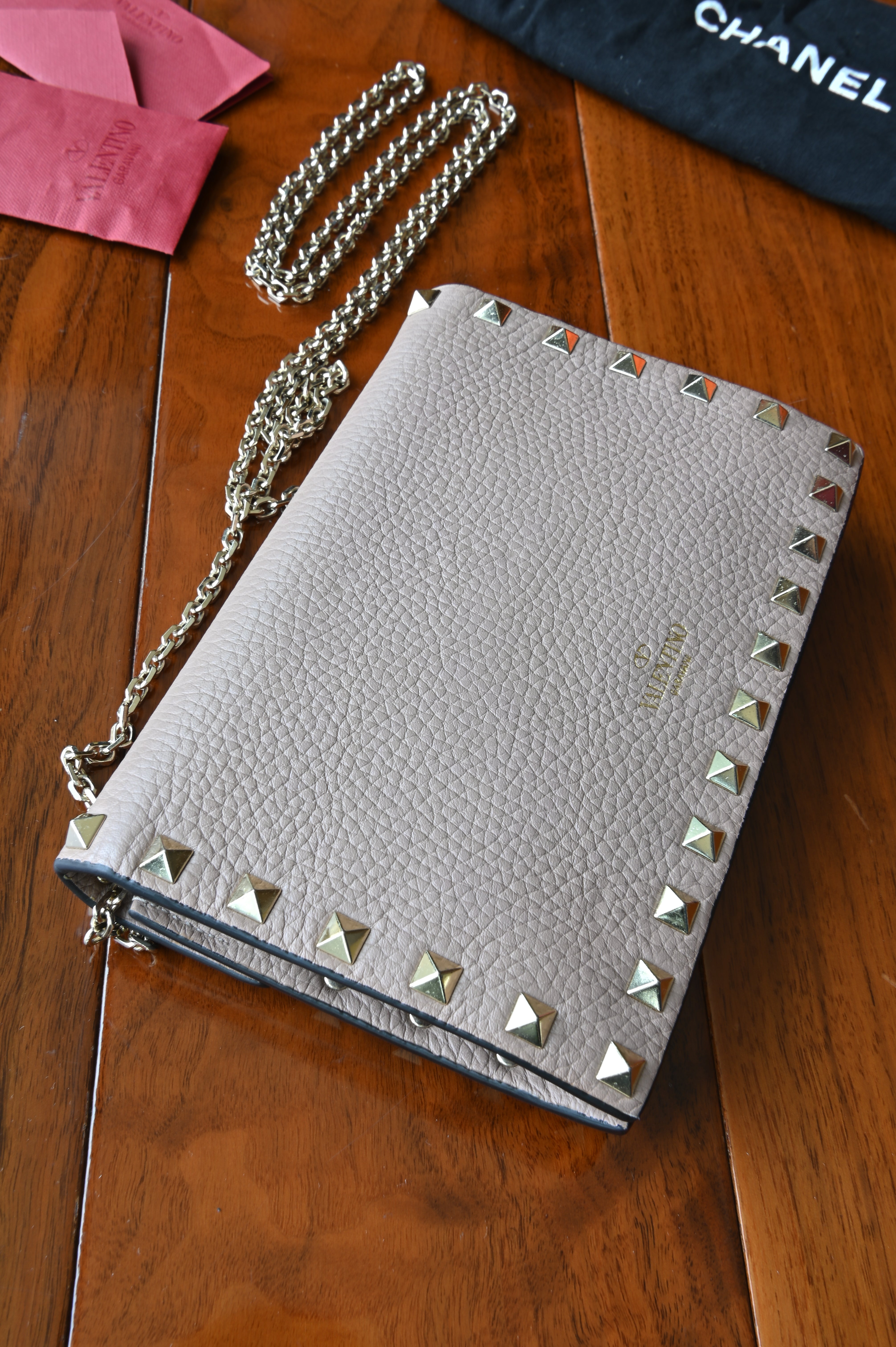Valentino Grey Rockstud Grainy Calfskin Bag