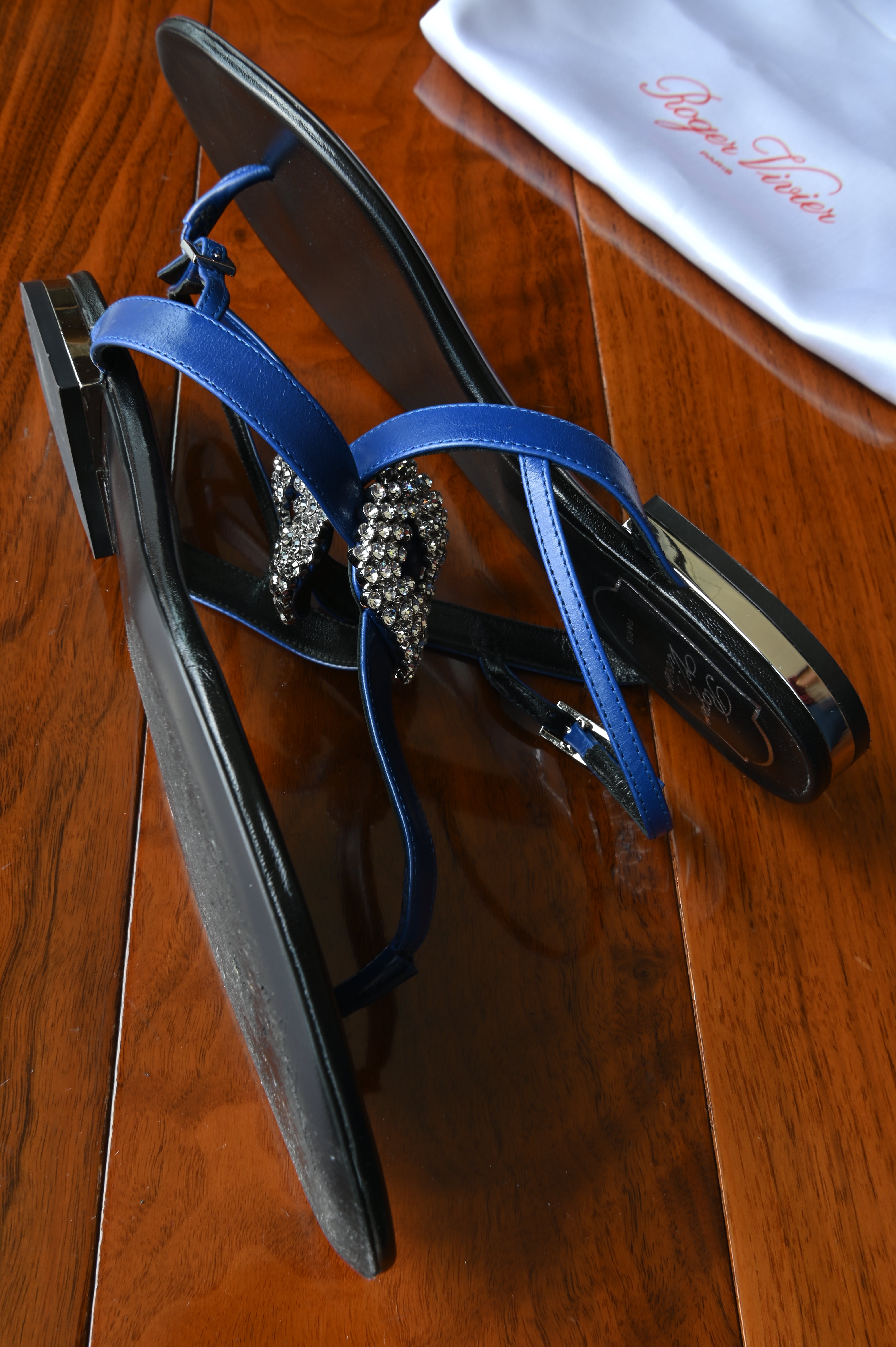 Roger Vivier Blue Black Crystal Sandals