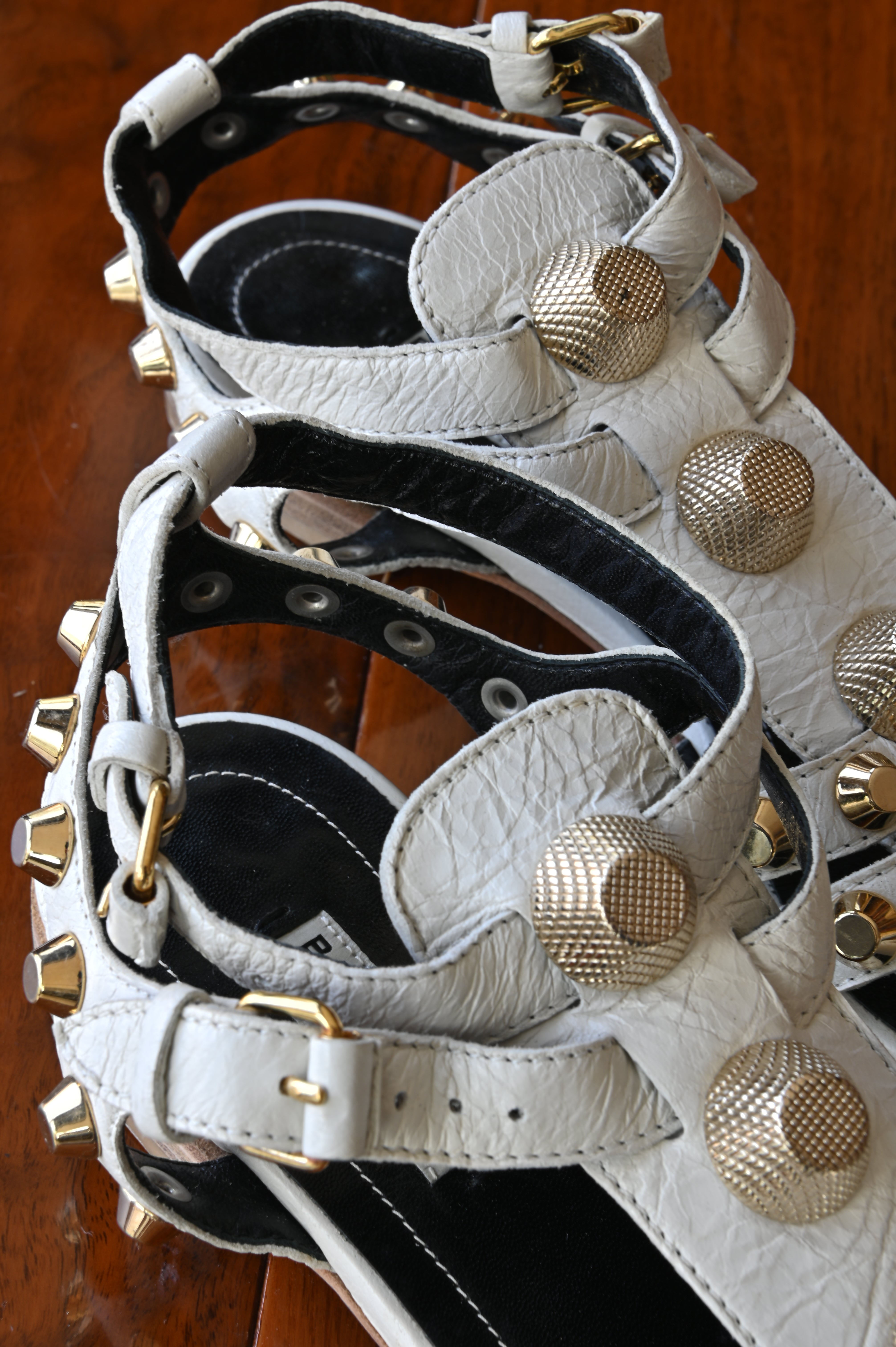 Balenciaga White Arena Gladiator Flats