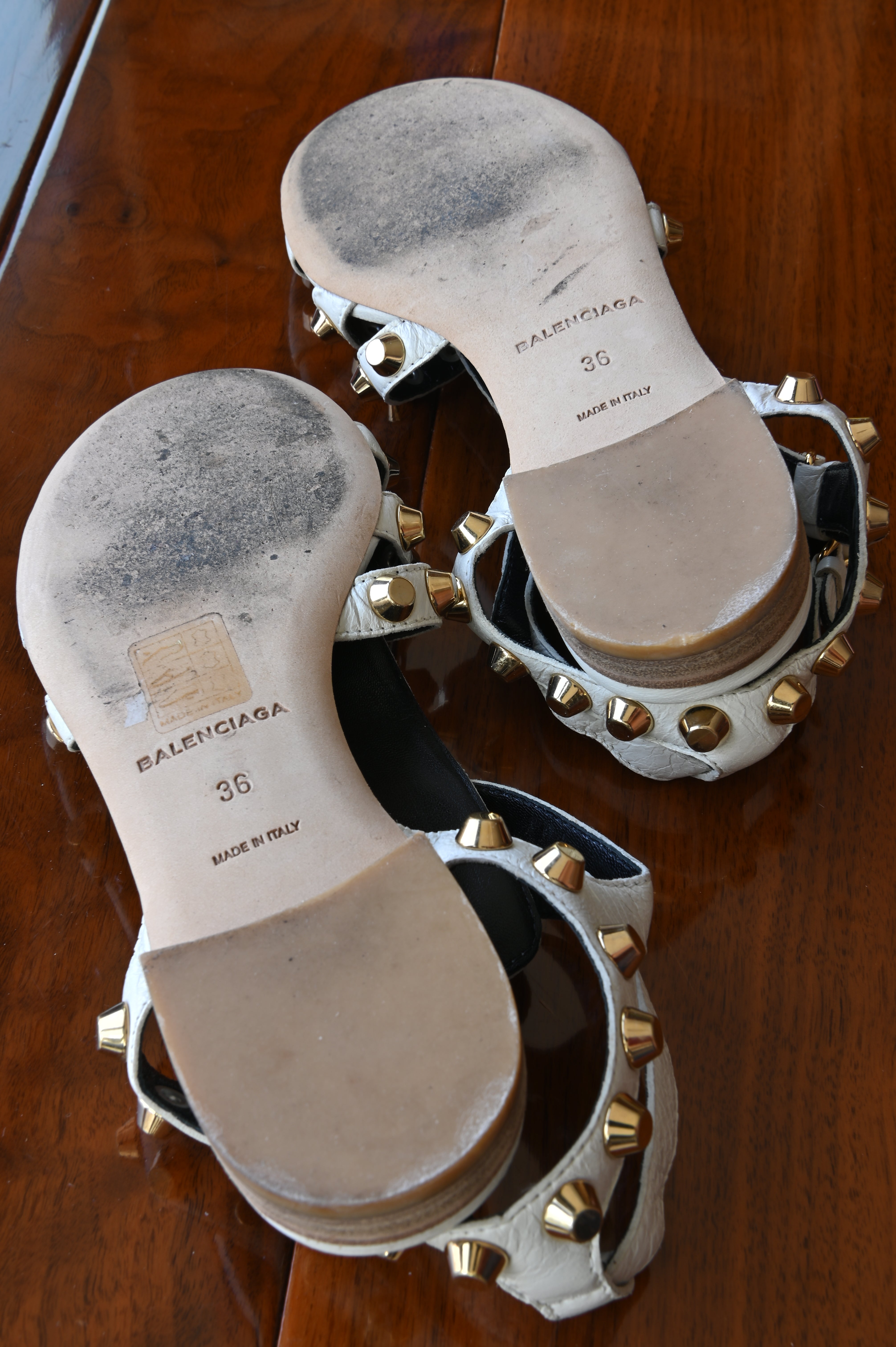 Balenciaga White Arena Gladiator Flats