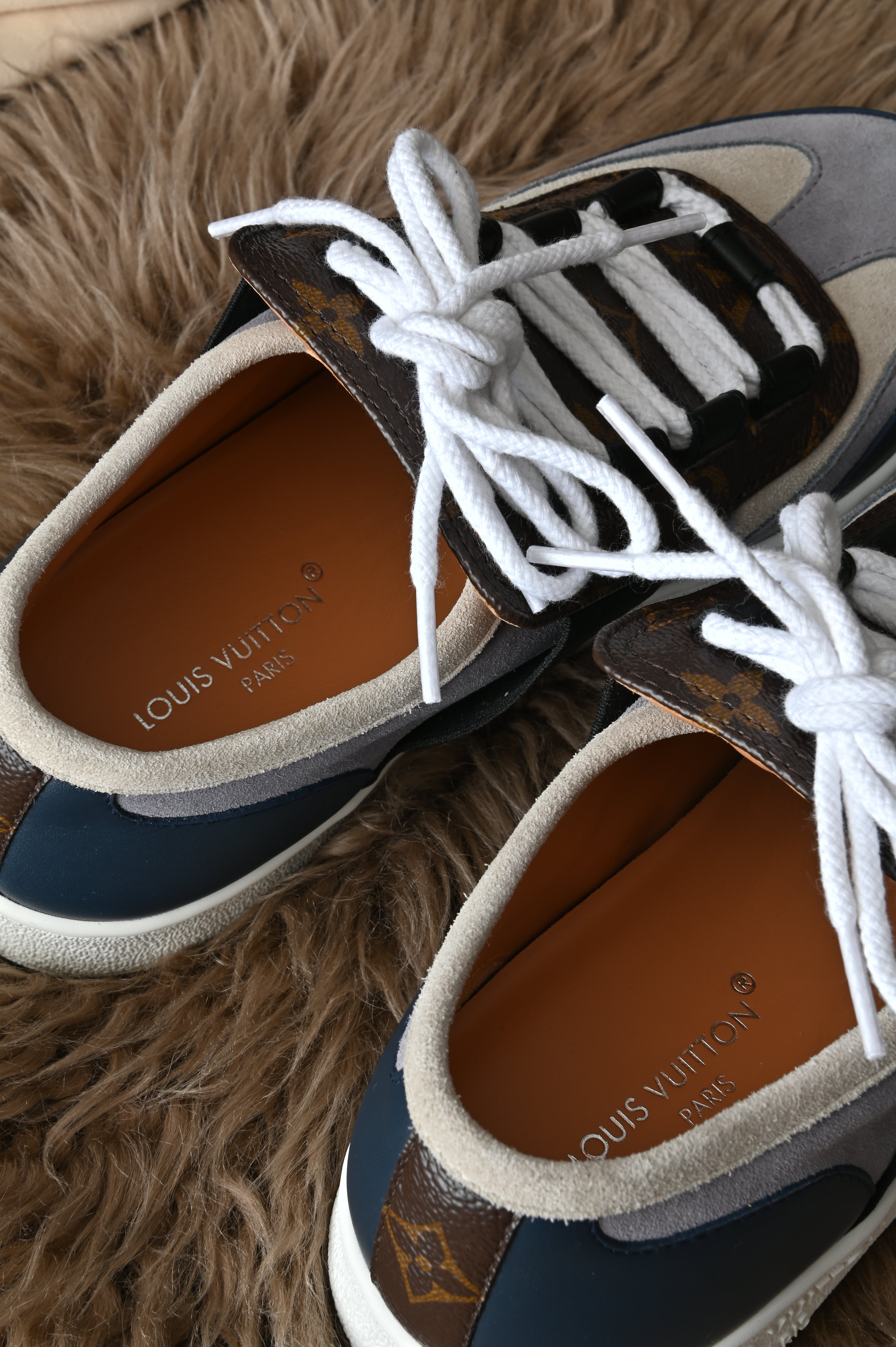 Louis Vuitton blue grey monogram sneakers