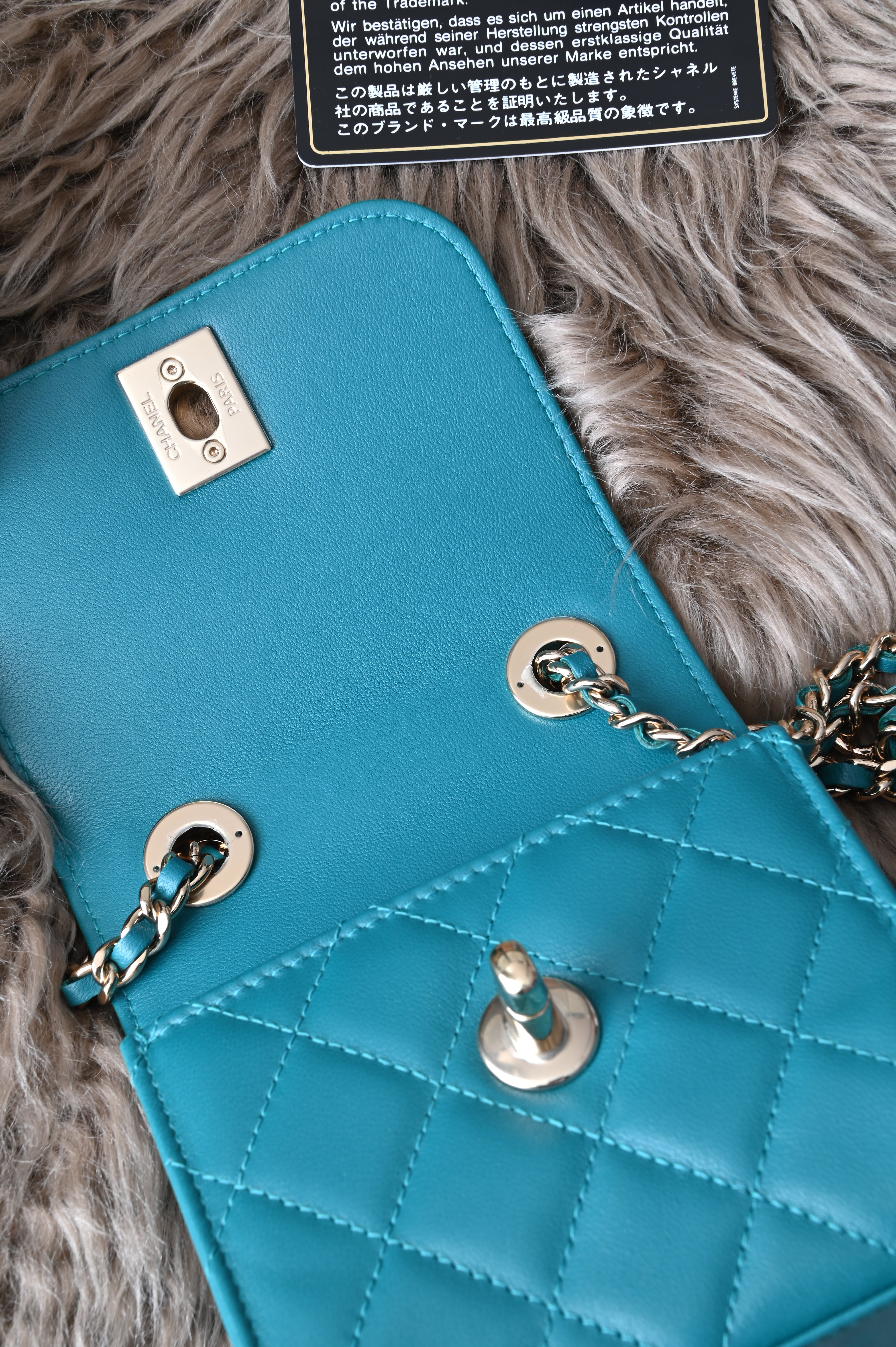 Chanel Quilted Trendy Mini WOC in teal blue