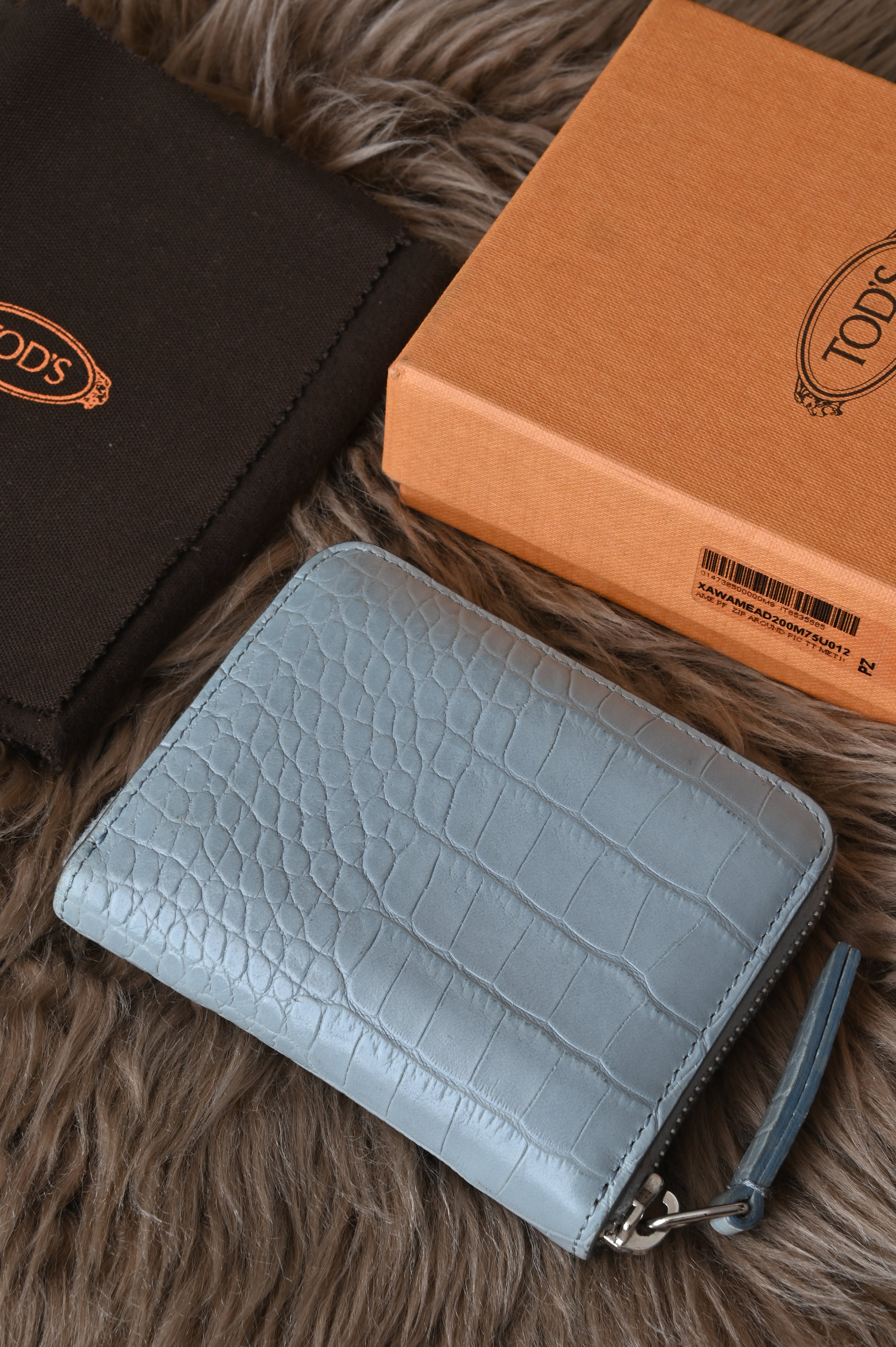 Tod's Croc embossed zip wallet