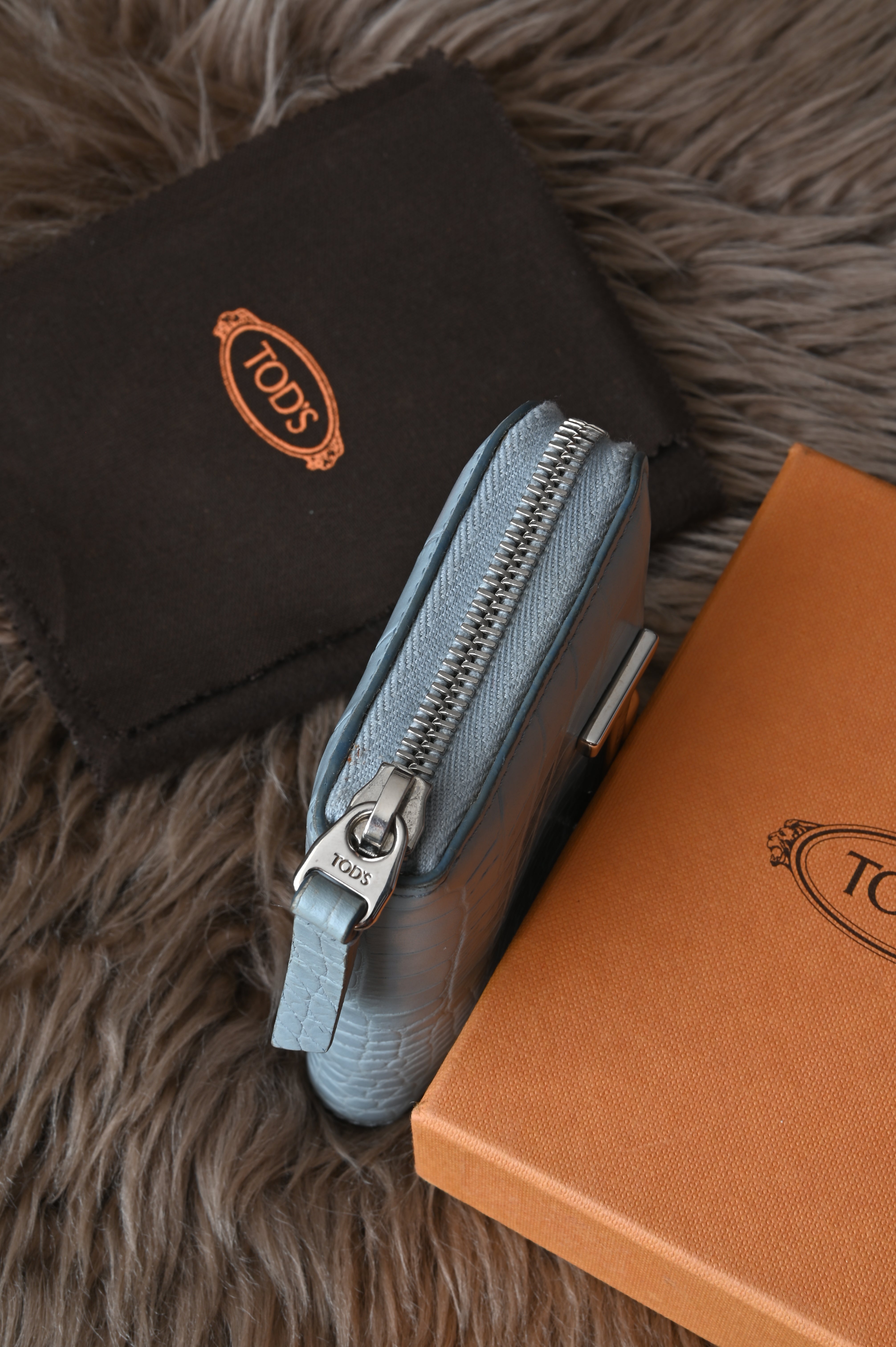 Tod's Croc embossed zip wallet