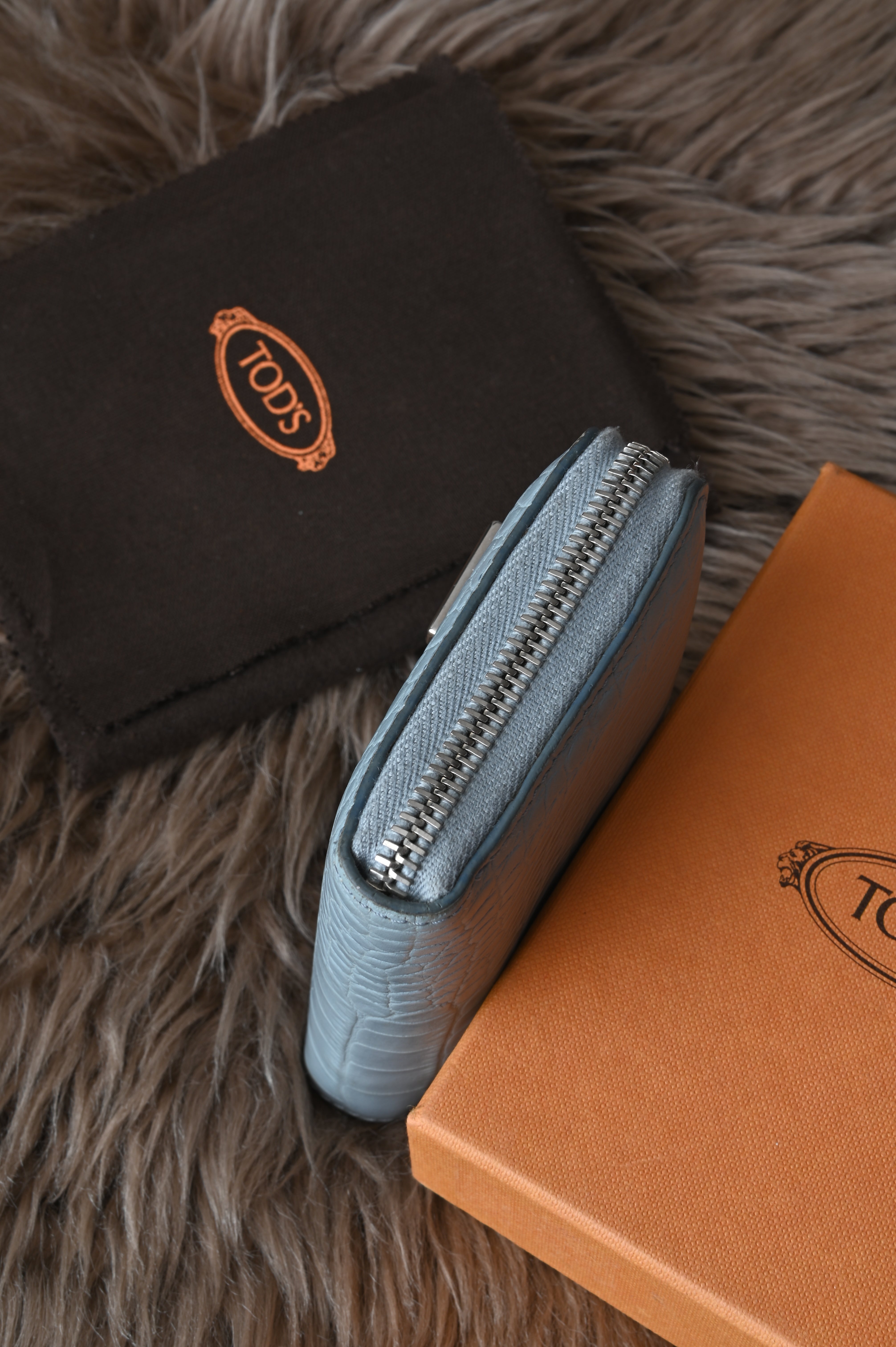Tod's Croc embossed zip wallet