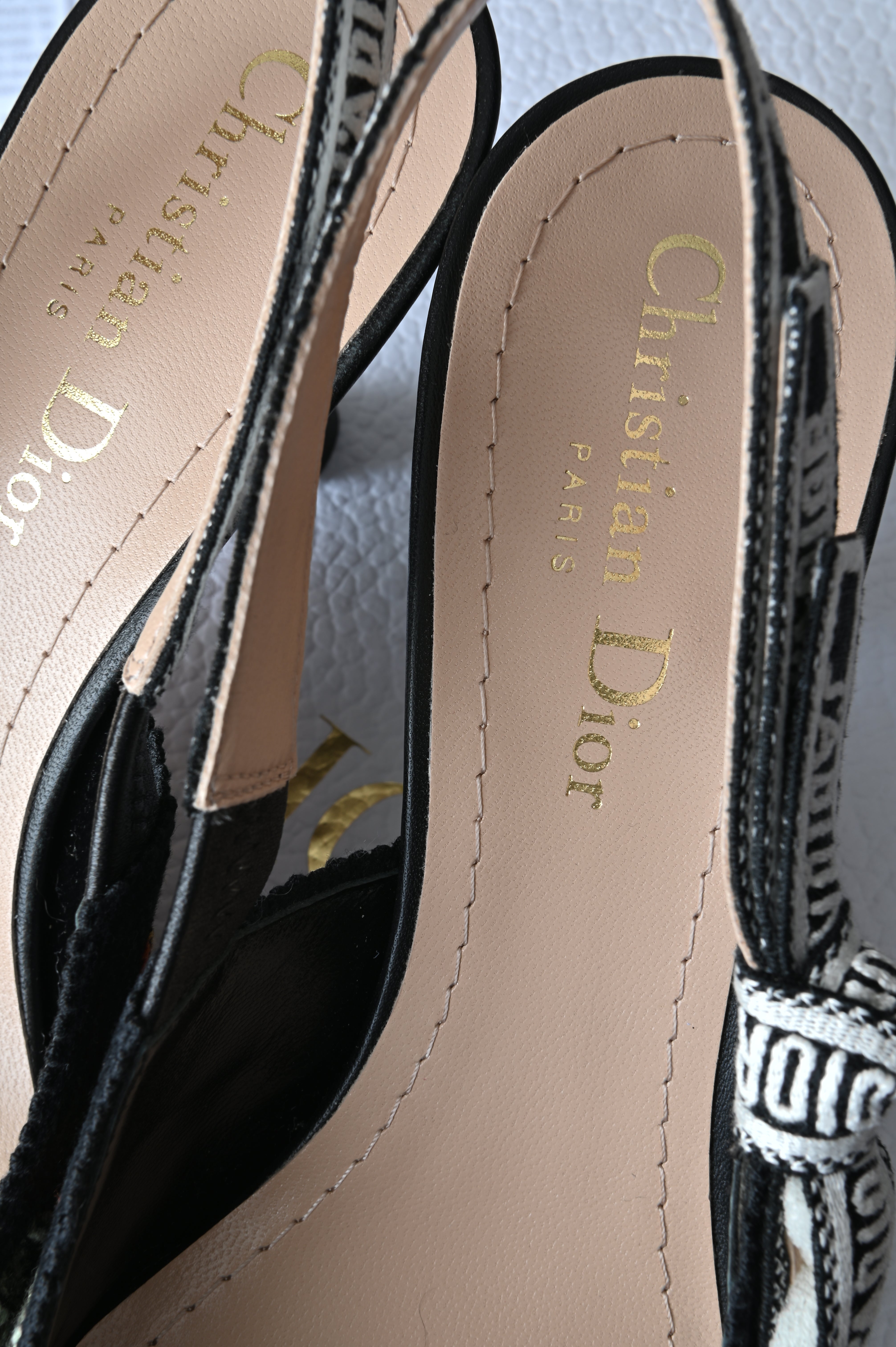 Christian Dior floral embroidered slingback