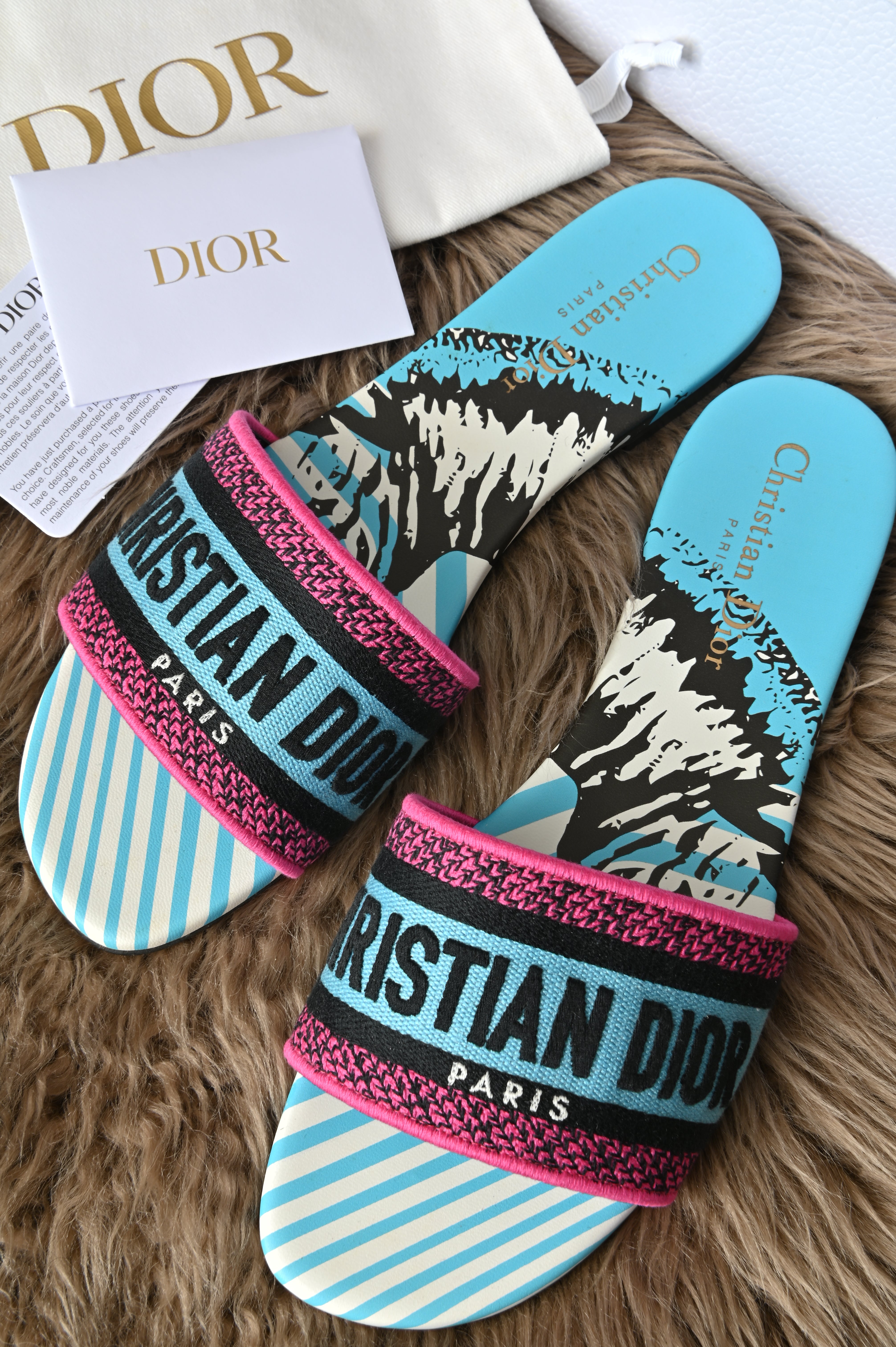 Christian Dior Embroidered Zebra slip ons