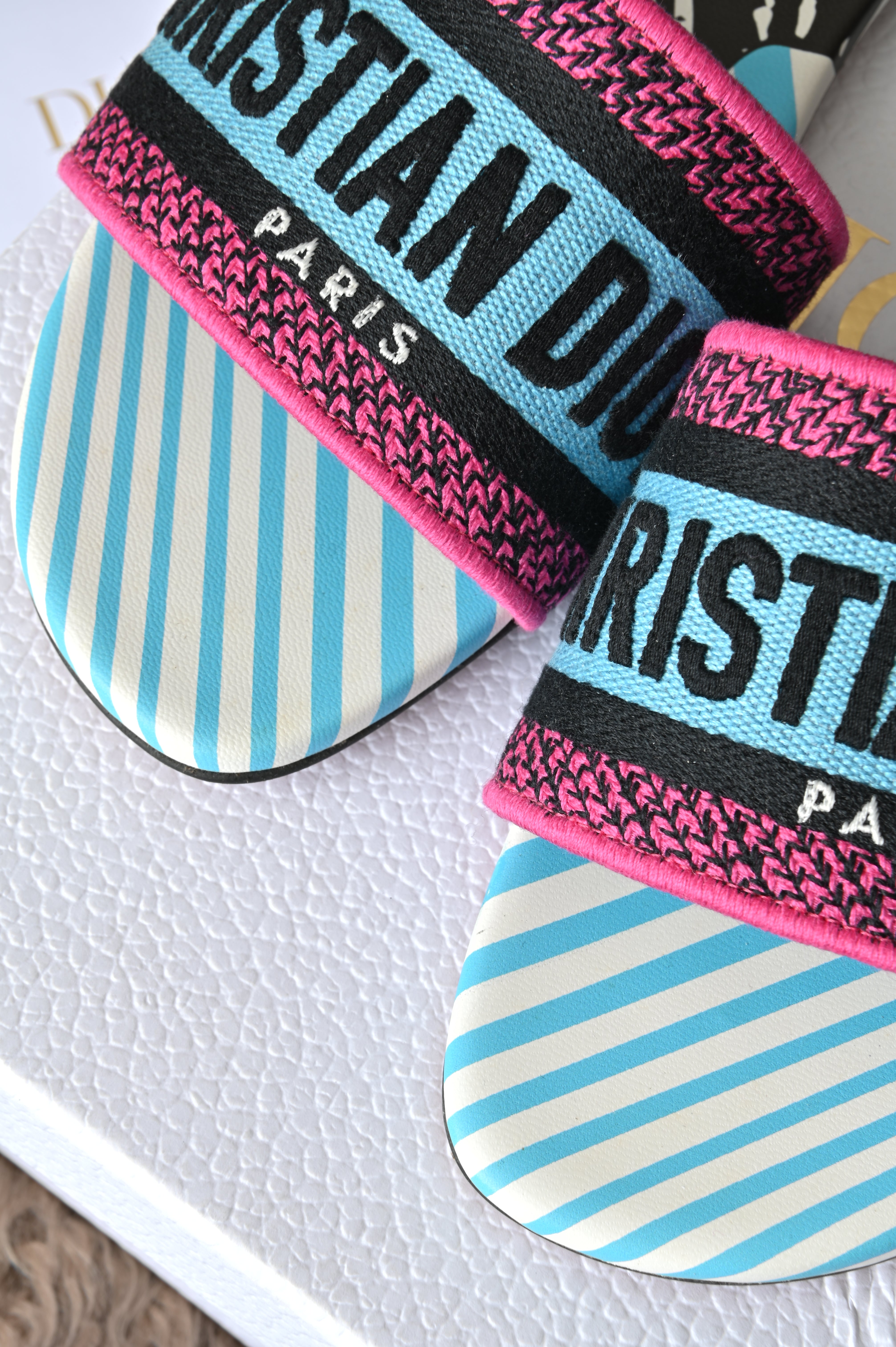 Christian Dior Embroidered Zebra slip ons