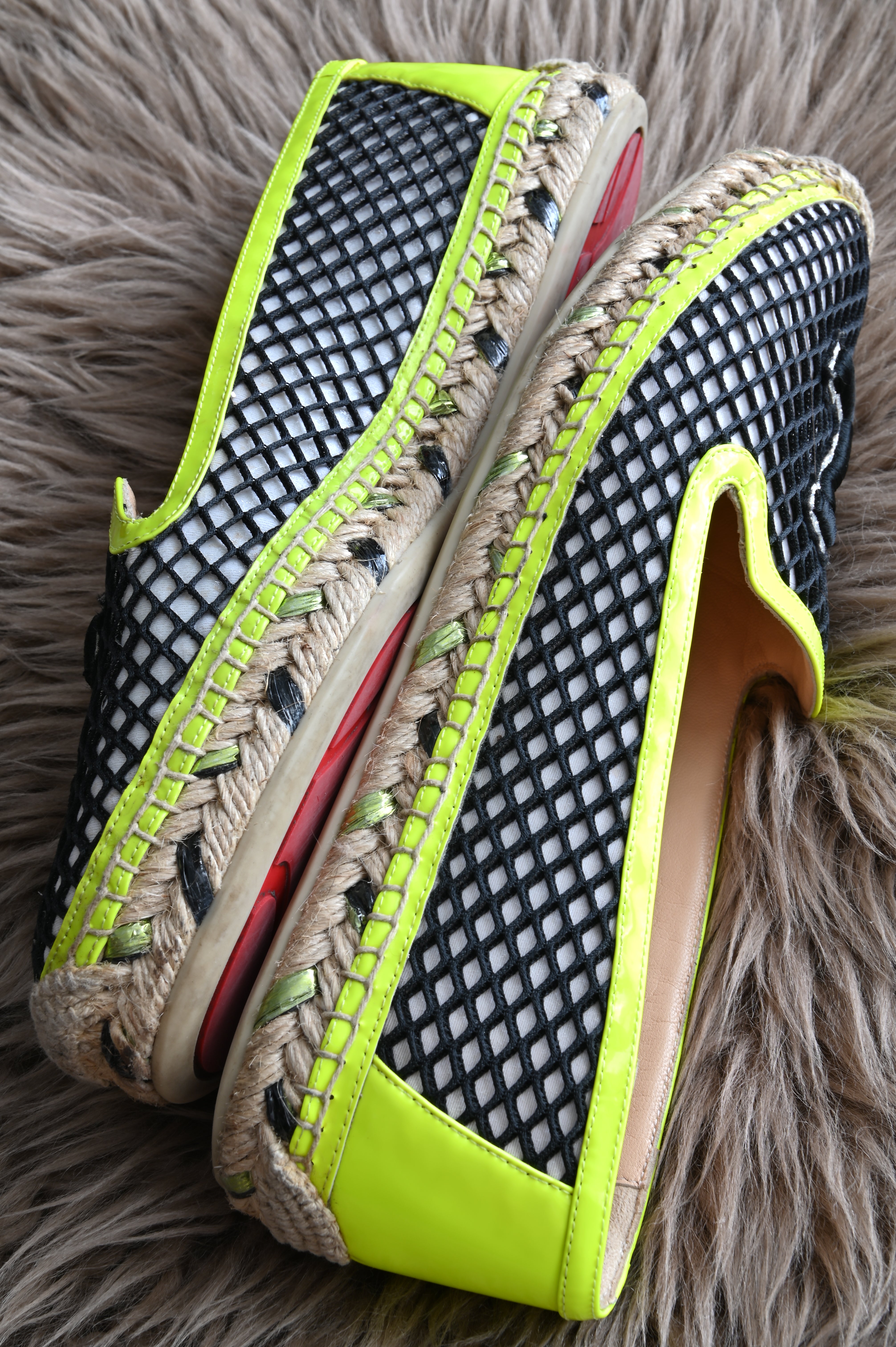 Christian Louboutin Espadrilles with Neon green lining