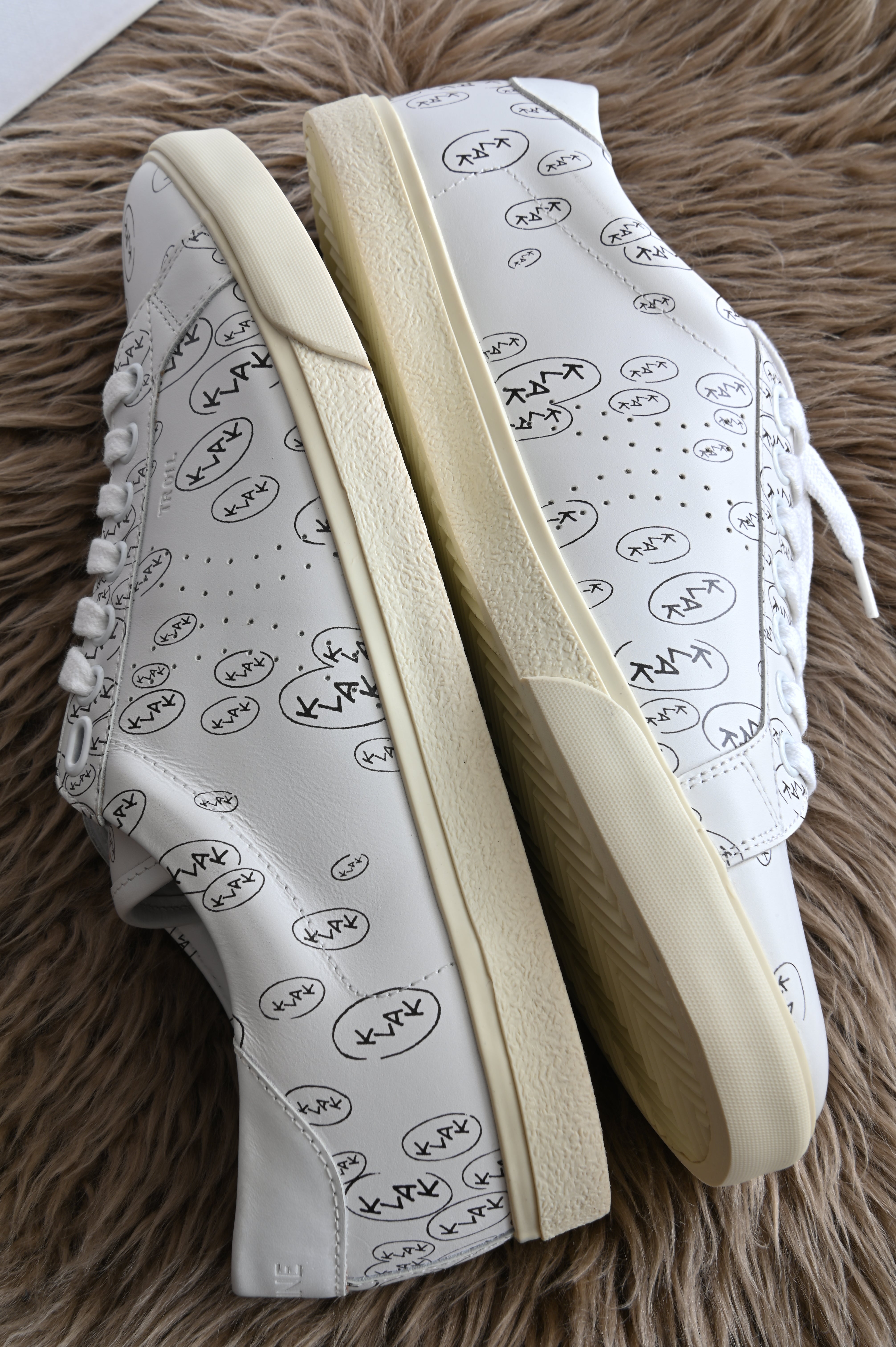 Celine leather printed sneakers in white