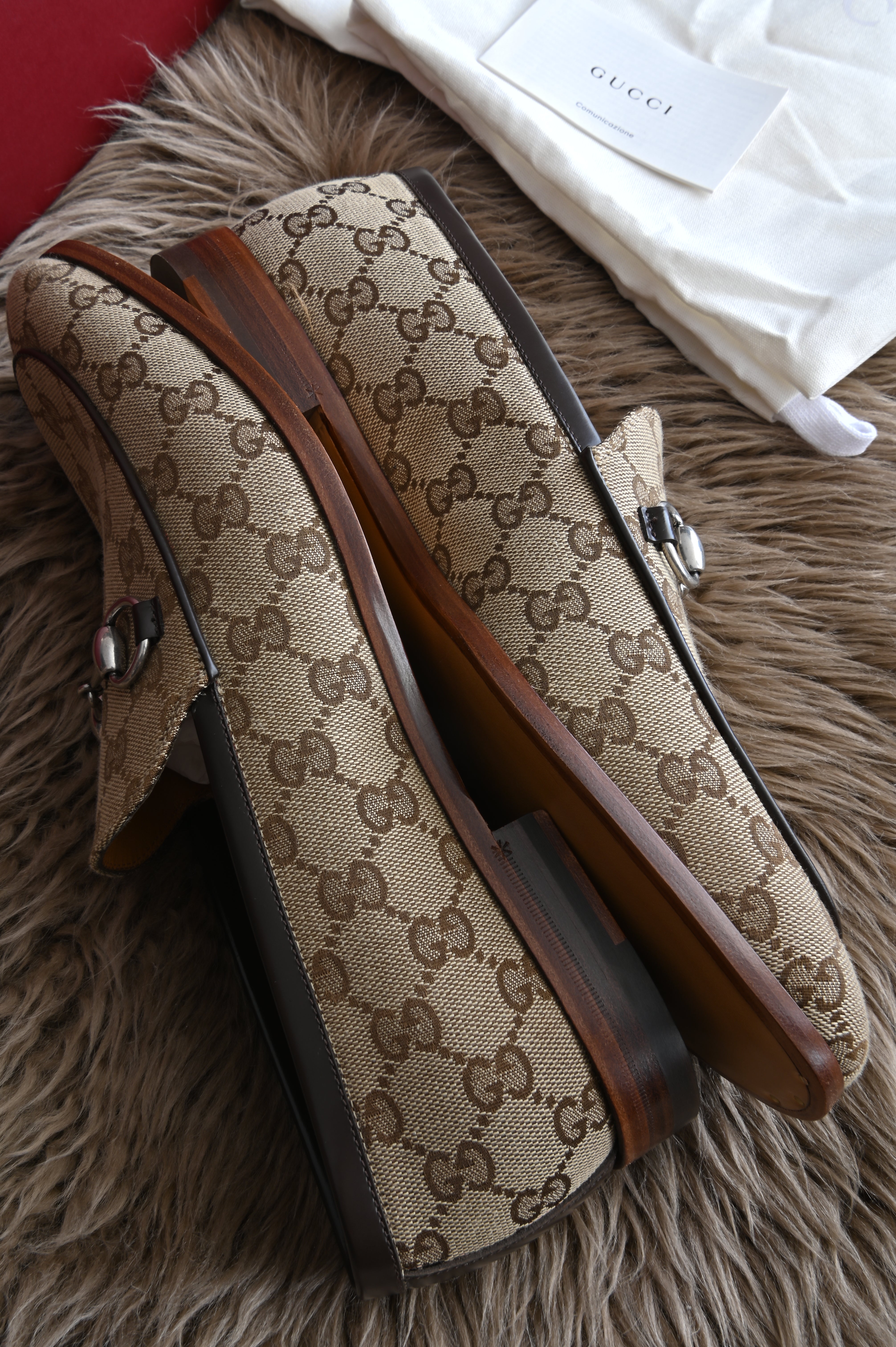 Gucci Jordaan horsebit-detailed leather-trimmed canvas-jacquard loafers for Men