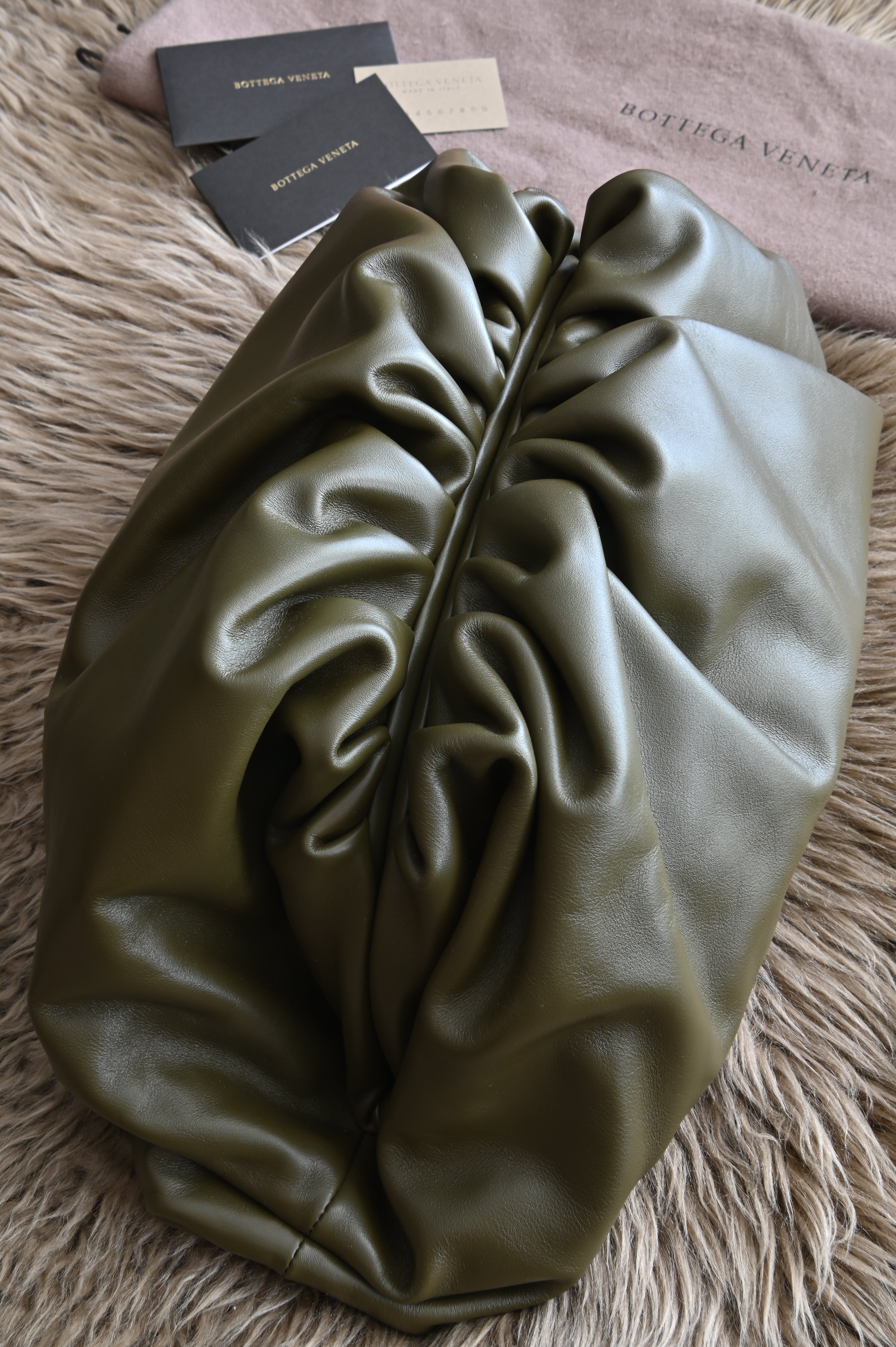 Bottega Veneta Teen Pouch clutch bag in Olive Green