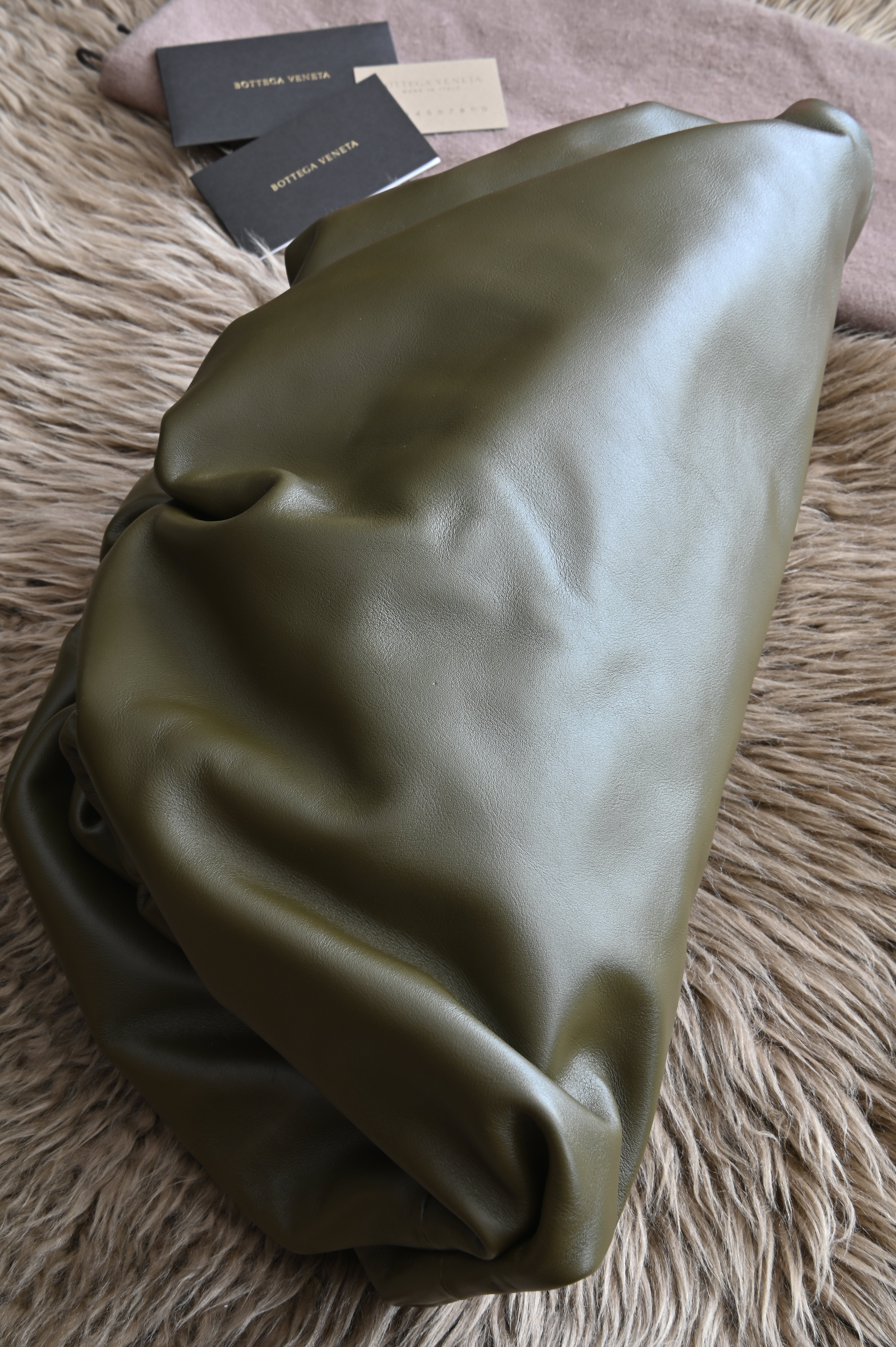 Bottega Veneta Teen Pouch clutch bag in Olive Green