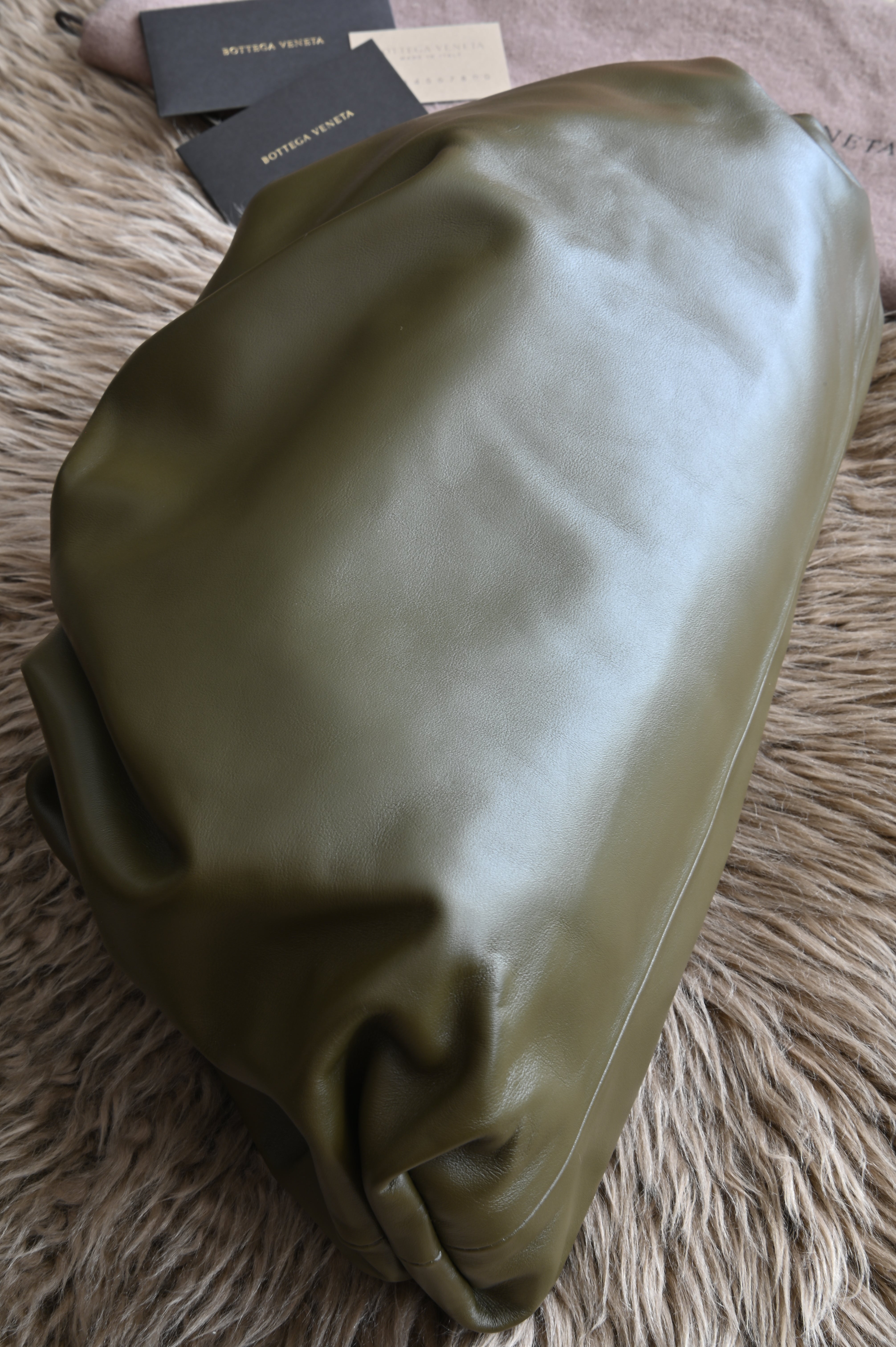 Bottega Veneta Teen Pouch clutch bag in Olive Green