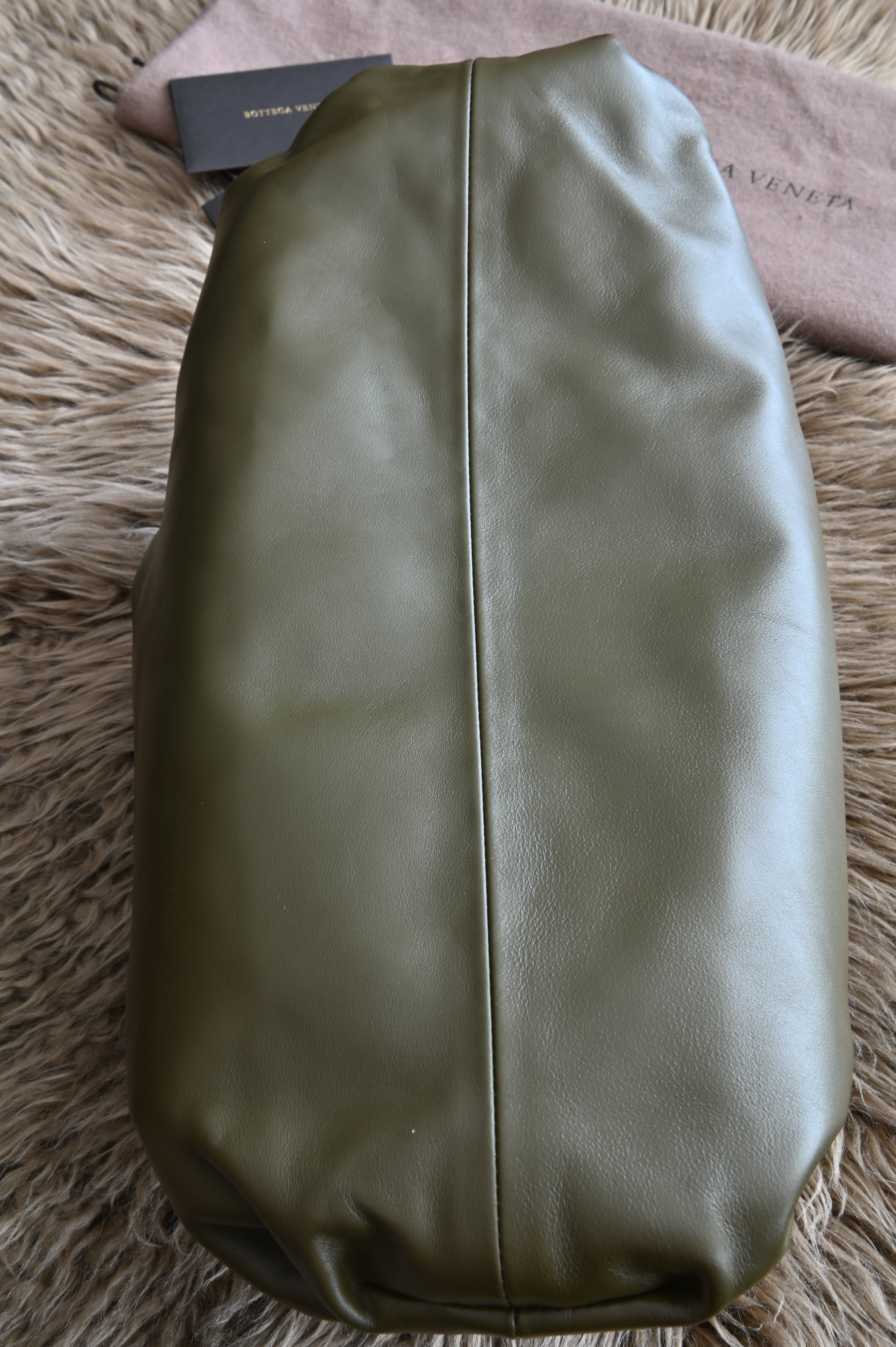 Bottega Veneta Teen Pouch clutch bag in Olive Green